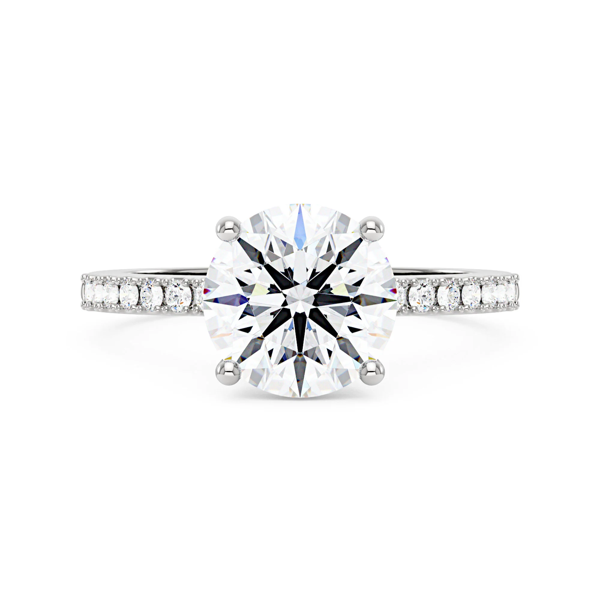 Dazzling Round Moissanite Pave Band Engagement Ring