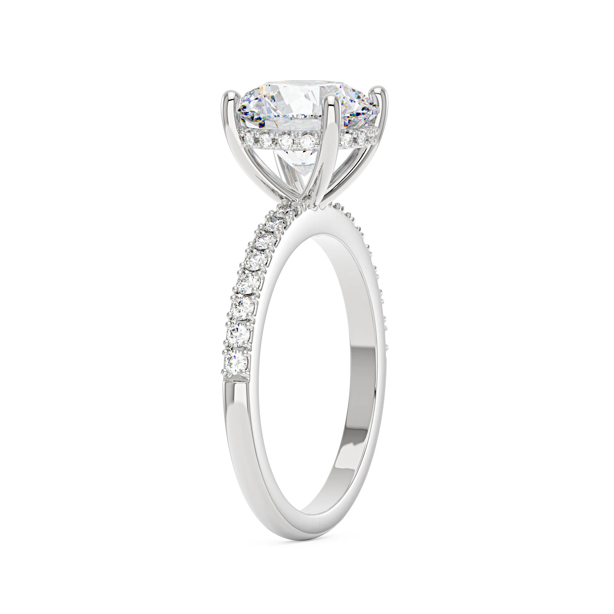 Dazzling Round Moissanite Pave Band Engagement Ring - Image 2