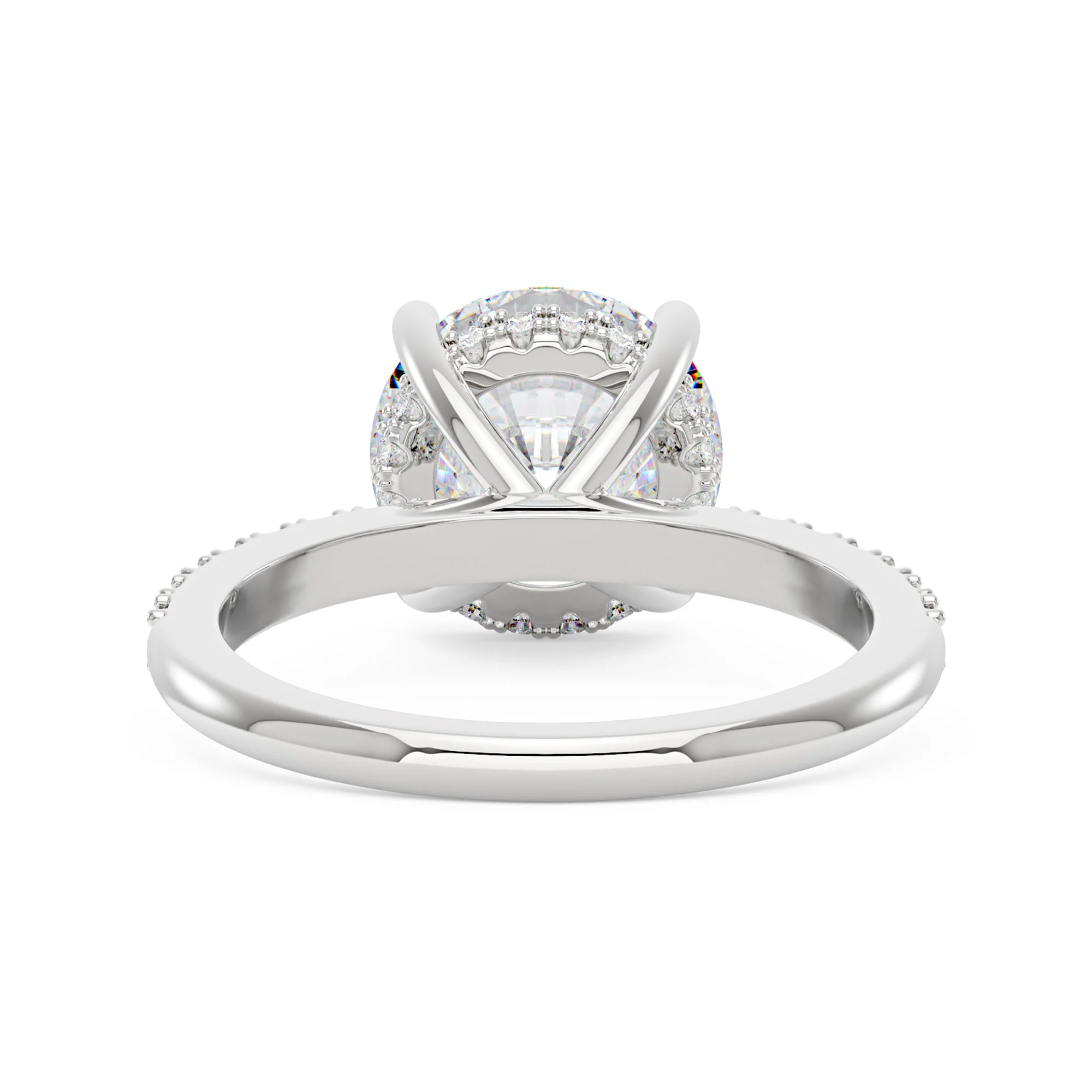 Dazzling Round Moissanite Pave Band Engagement Ring - Image 3