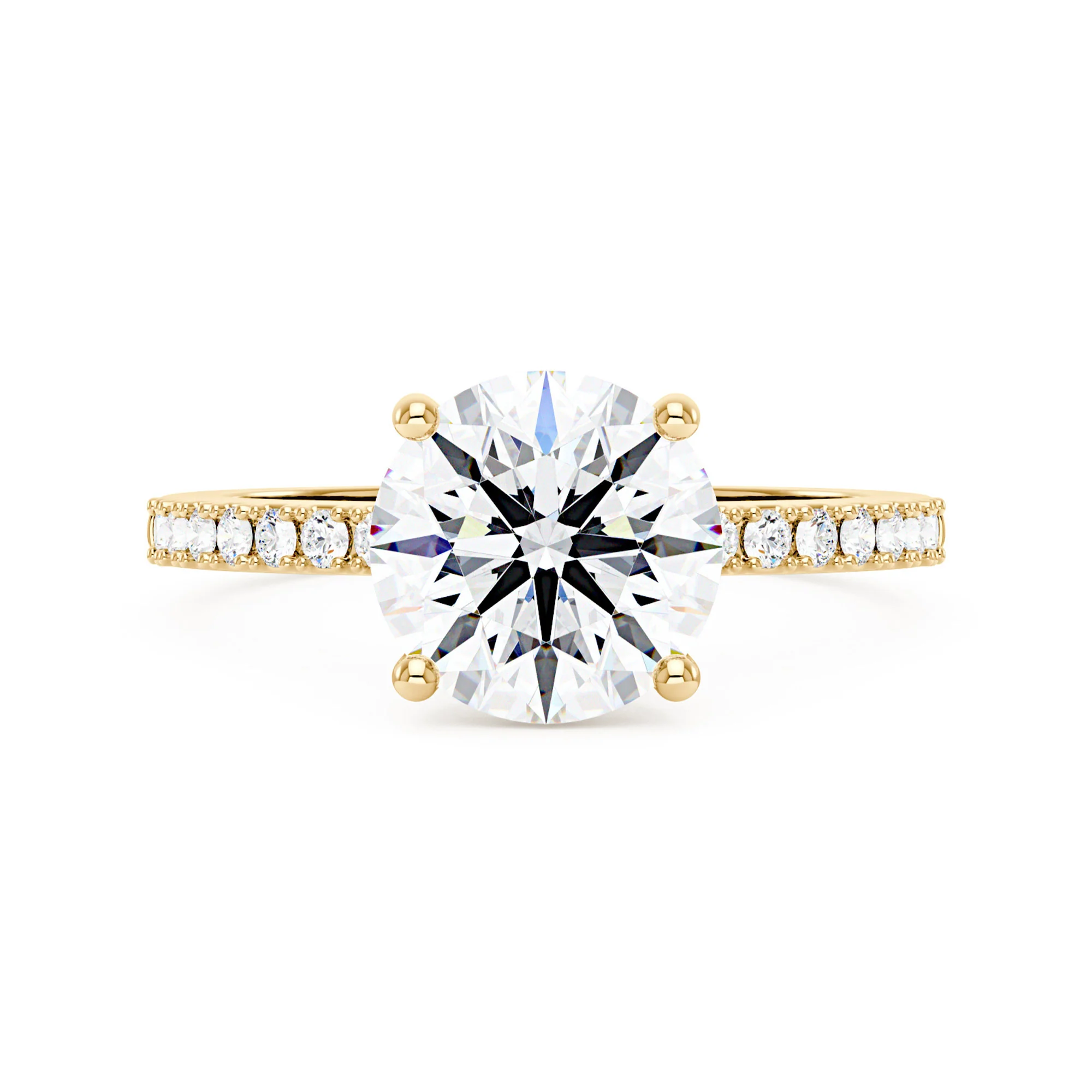 Dazzling Round Moissanite Pave Band Engagement Ring - Image 4