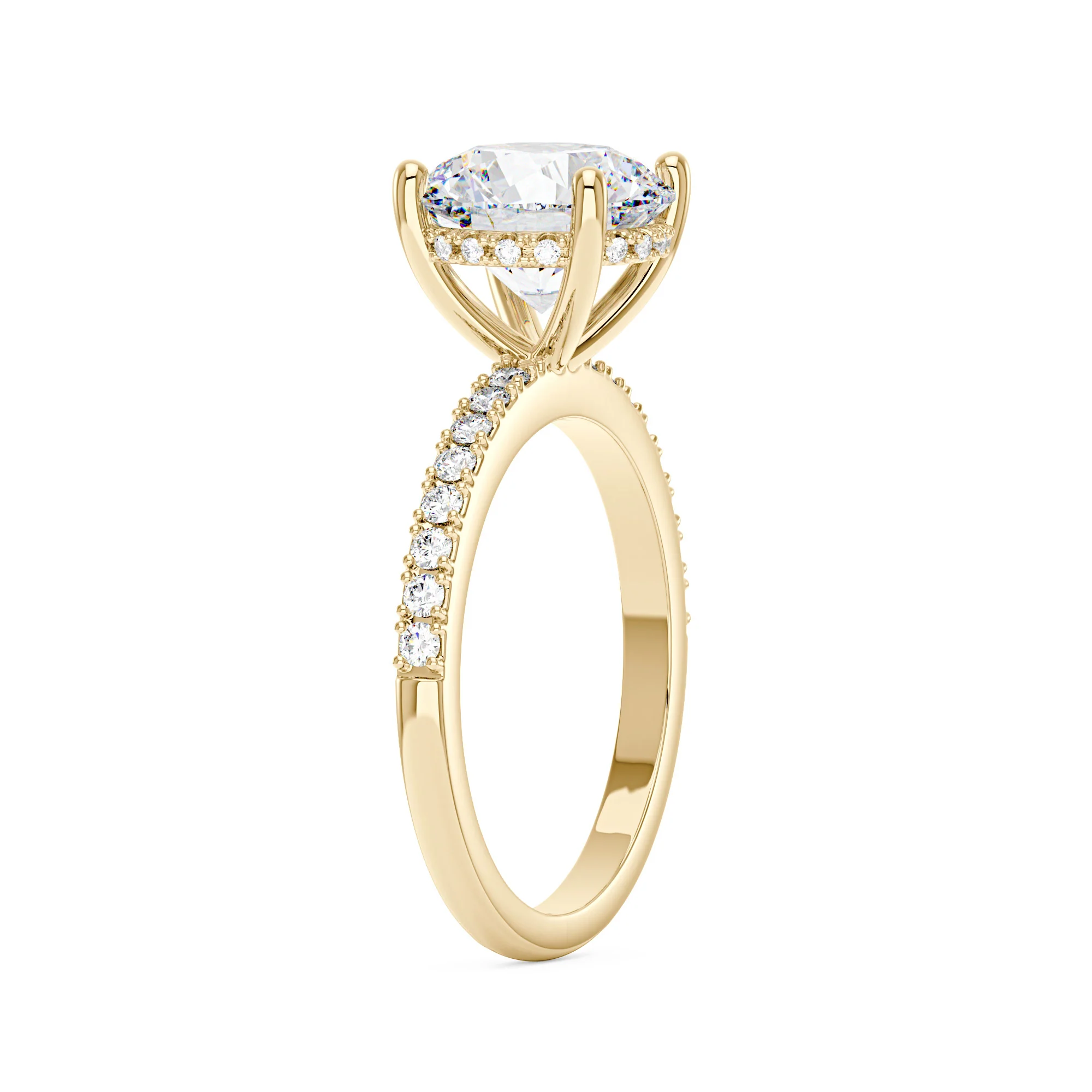 Dazzling Round Moissanite Pave Band Engagement Ring - Image 5