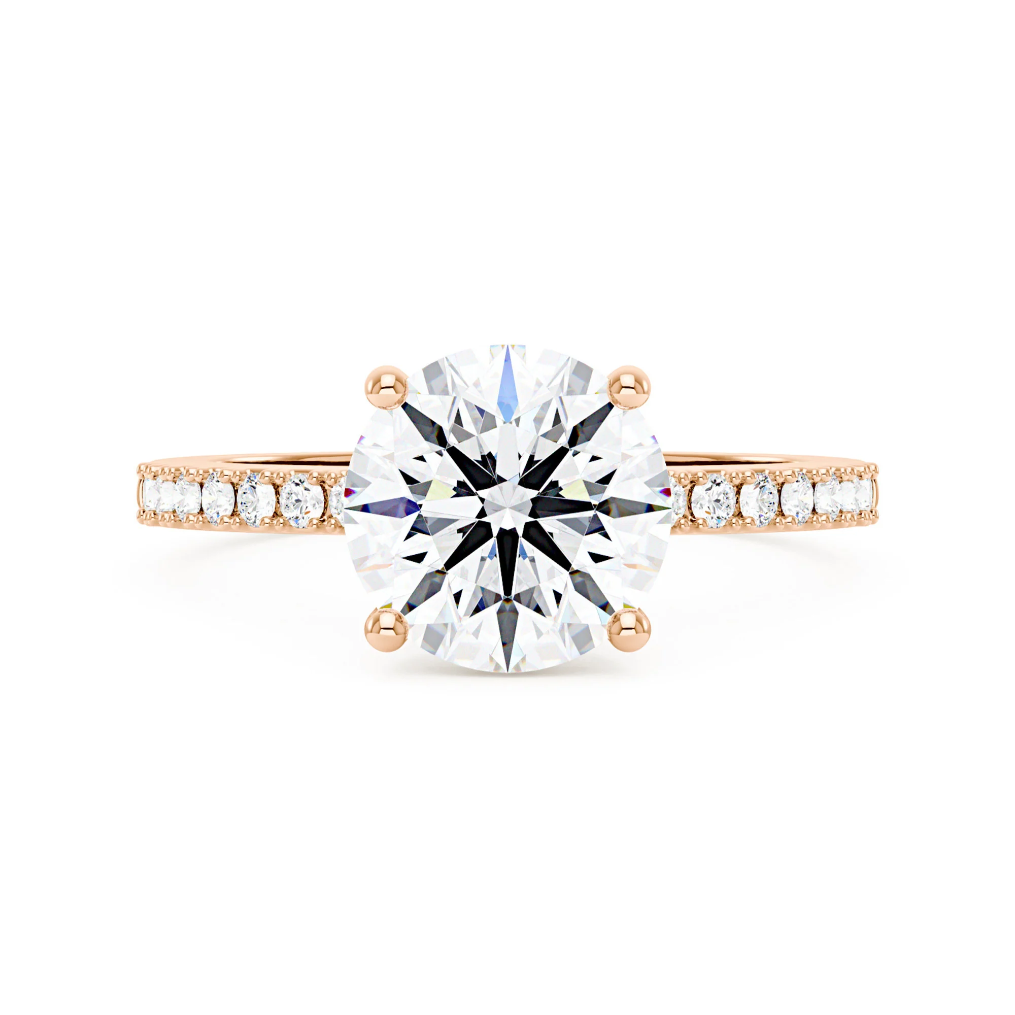 Dazzling Round Moissanite Pave Band Engagement Ring - Image 7