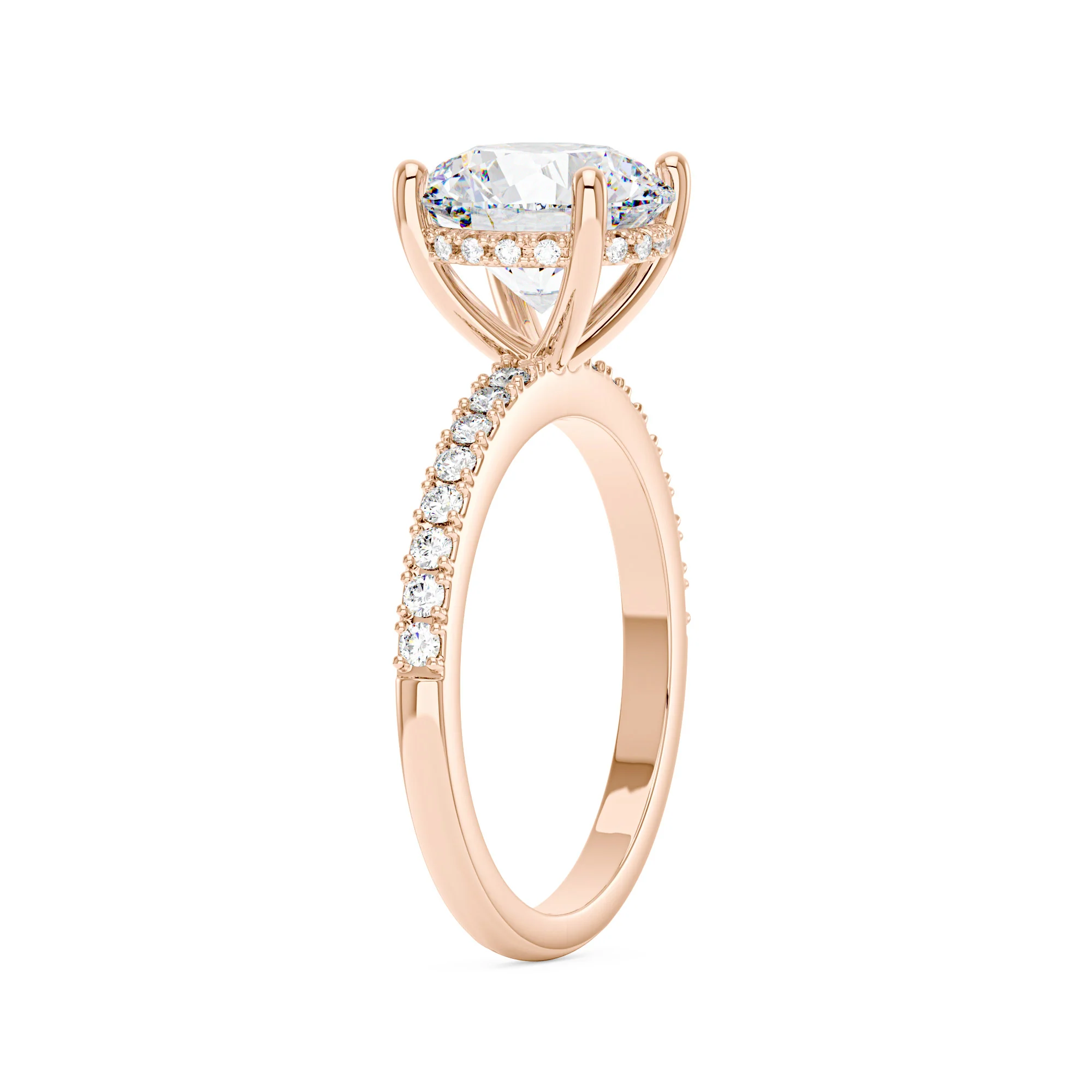 Dazzling Round Moissanite Pave Band Engagement Ring - Image 8
