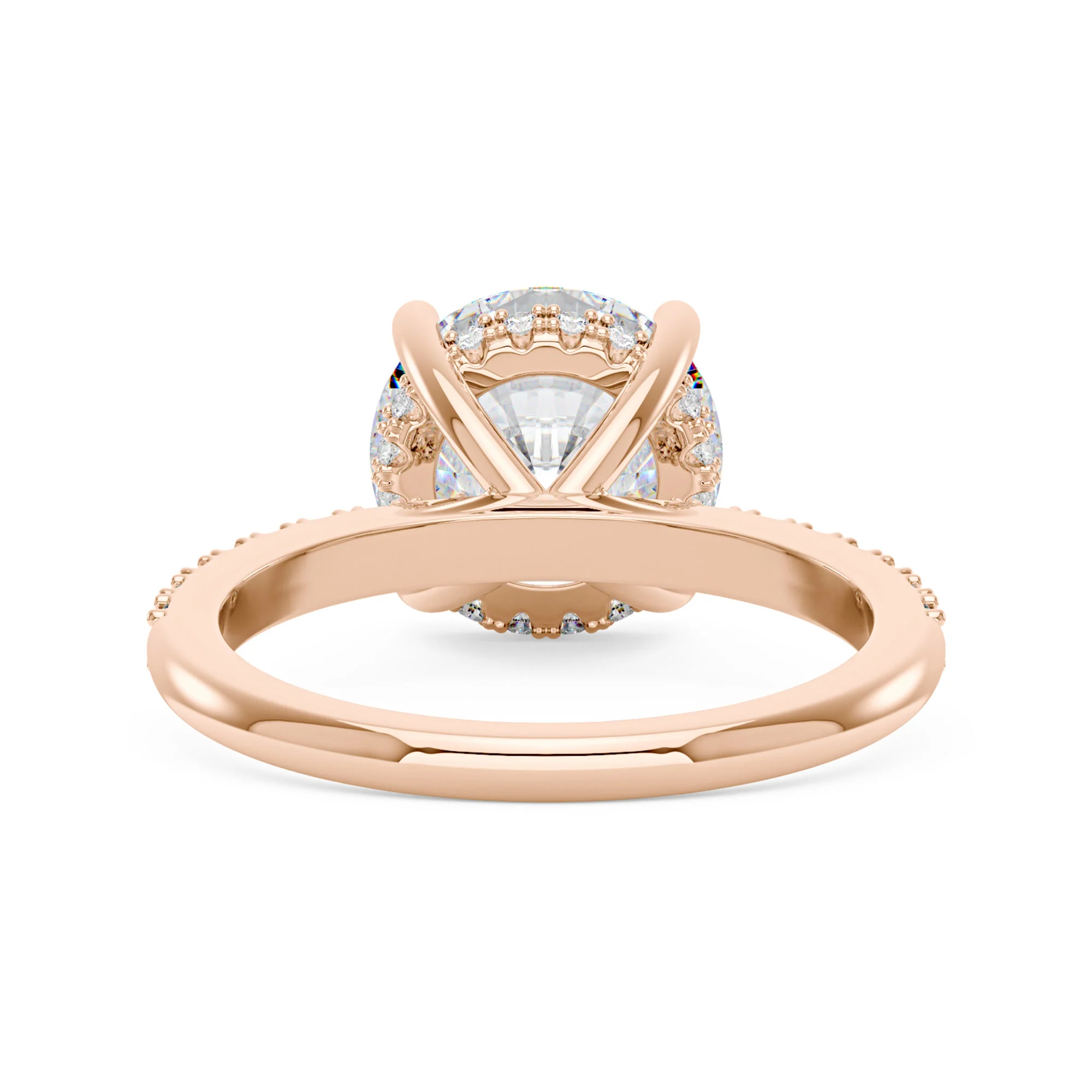 Dazzling Round Moissanite Pave Band Engagement Ring - Image 9