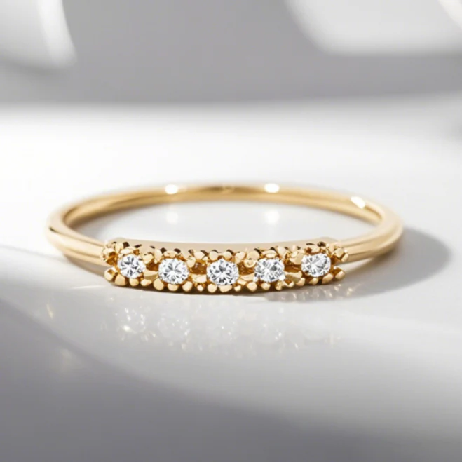 Diamond Milgrain Base 18K Gold Vermeil Ring