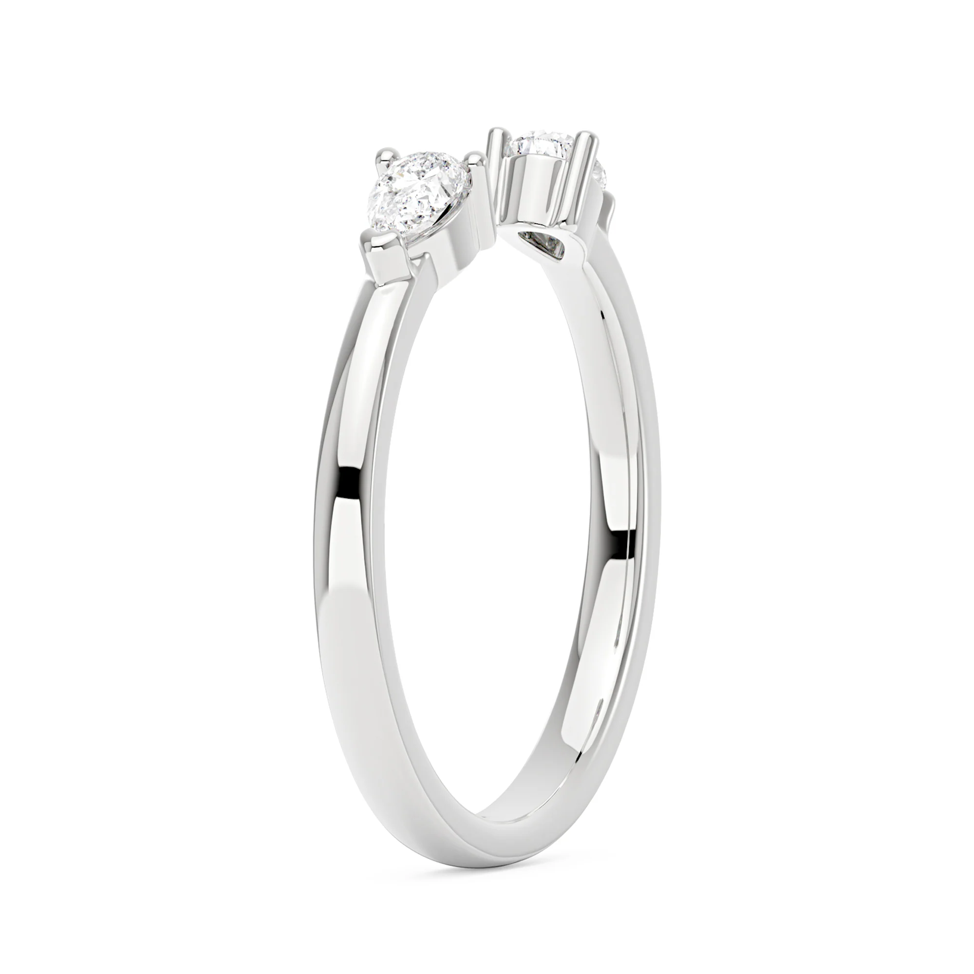 Twin Pear Moissanite Open Wedding Band Ring - Image 5
