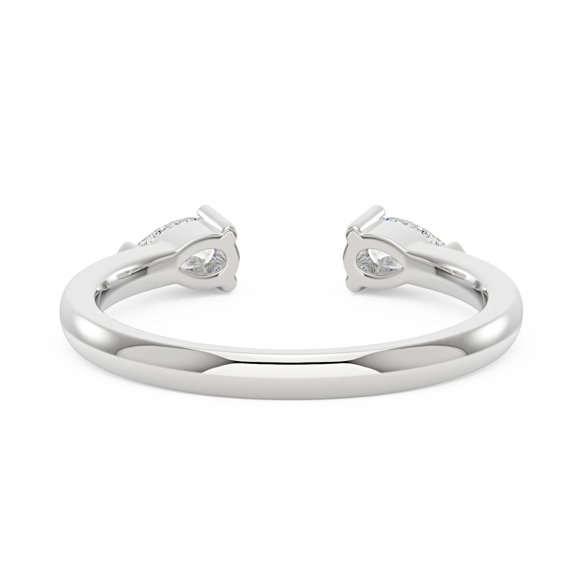 Twin Pear Moissanite Open Wedding Band Ring - Image 6