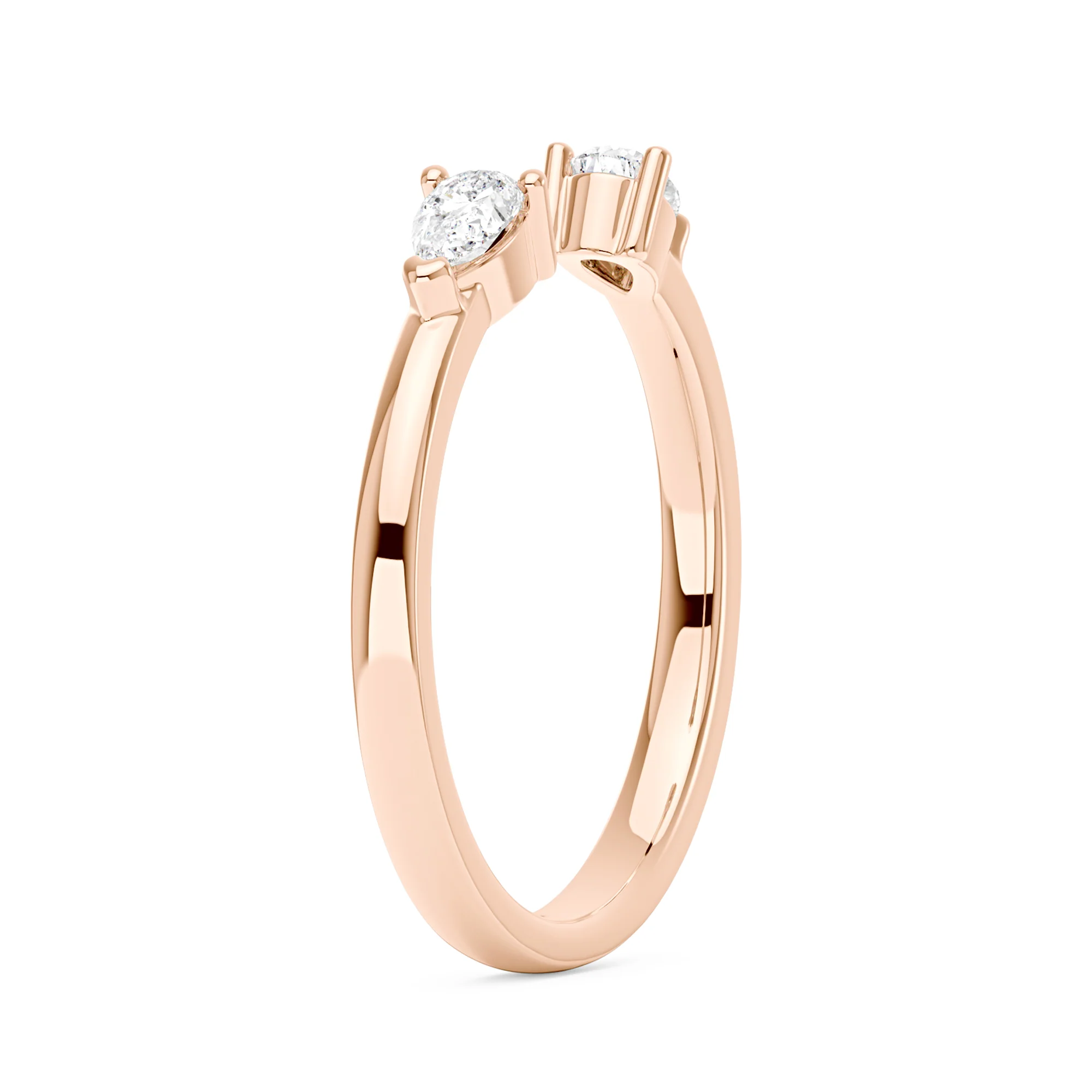 Twin Pear Moissanite Open Wedding Band Ring - Image 8