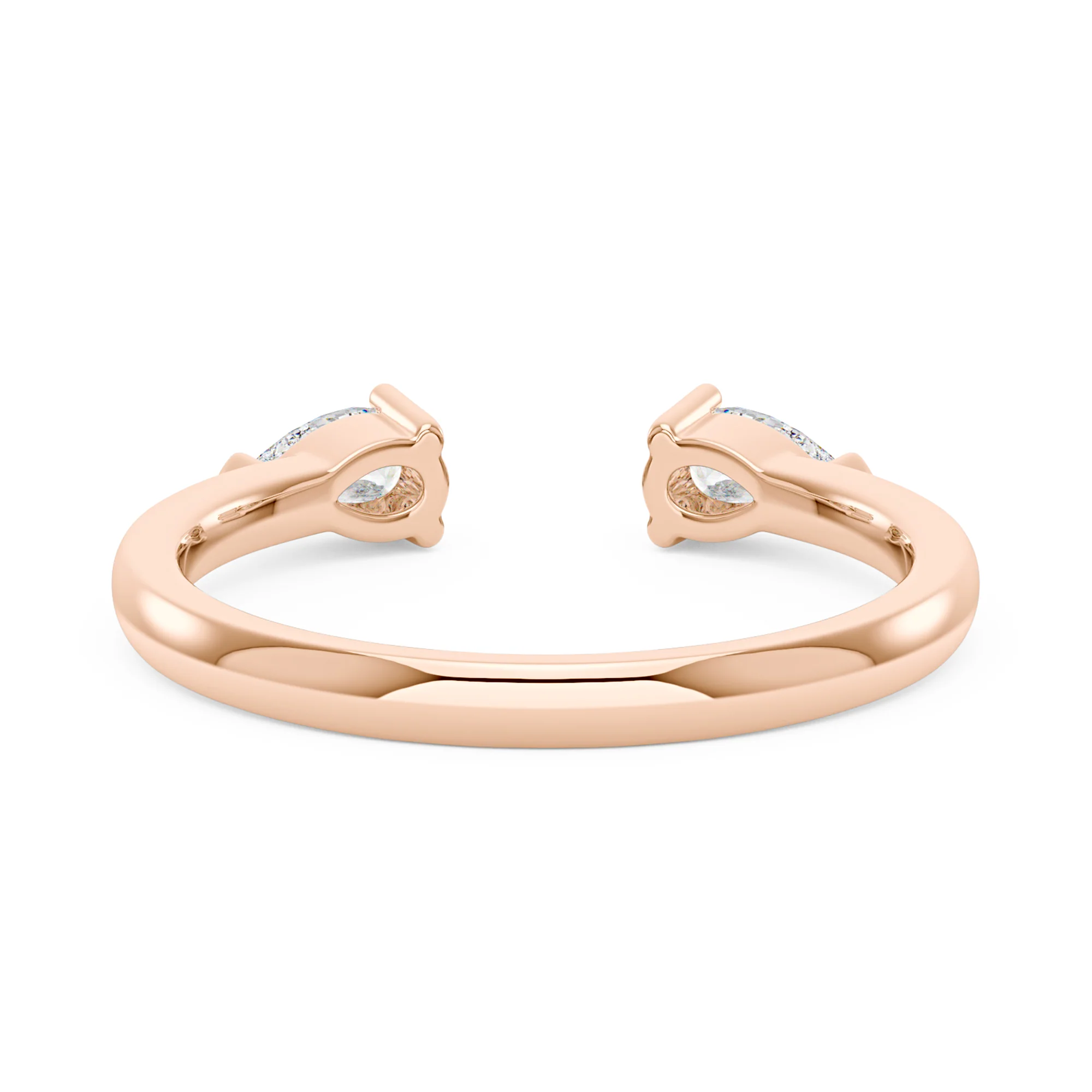Twin Pear Moissanite Open Wedding Band Ring - Image 9