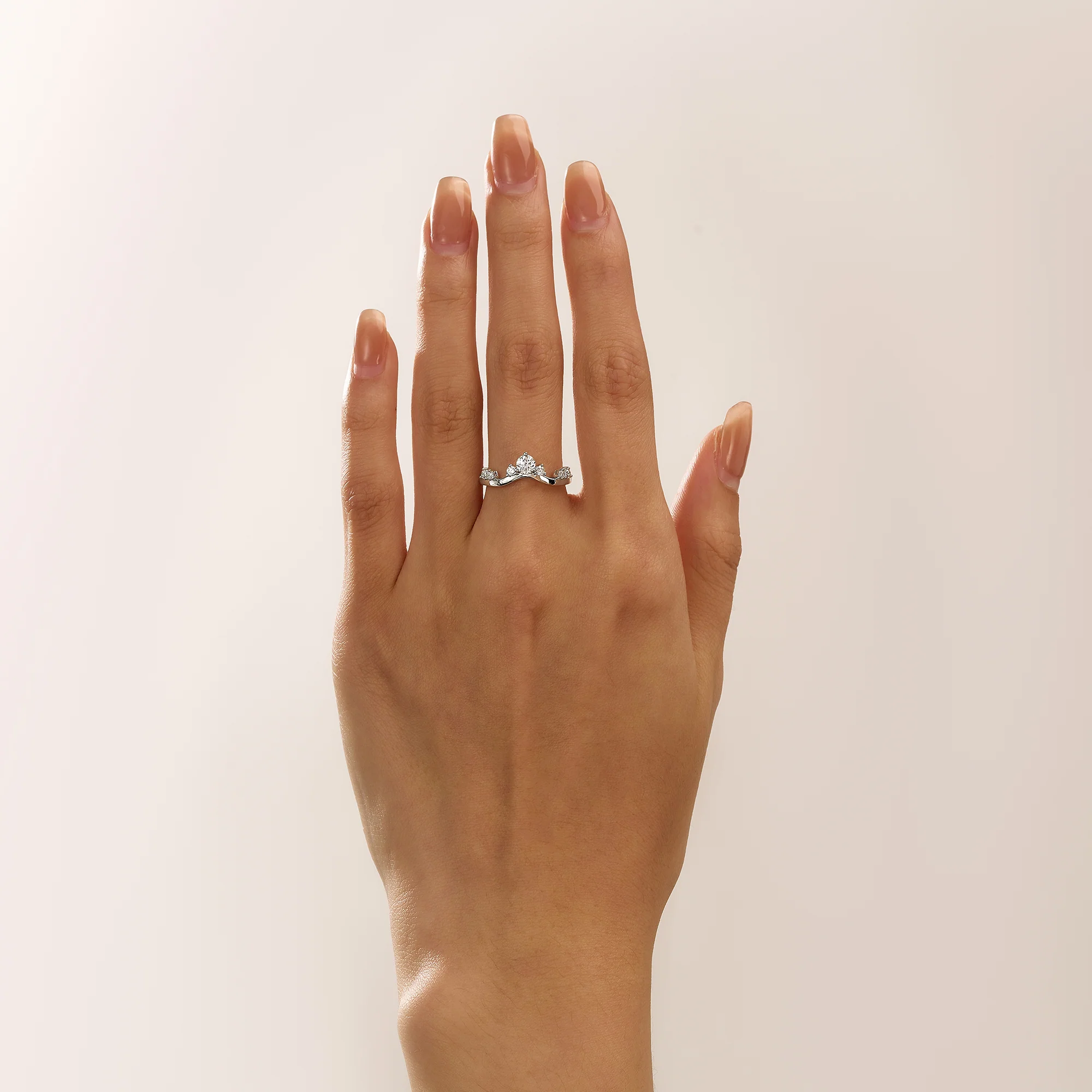 Nature Inspired Curved Moissanite Wedding Band - Image 11
