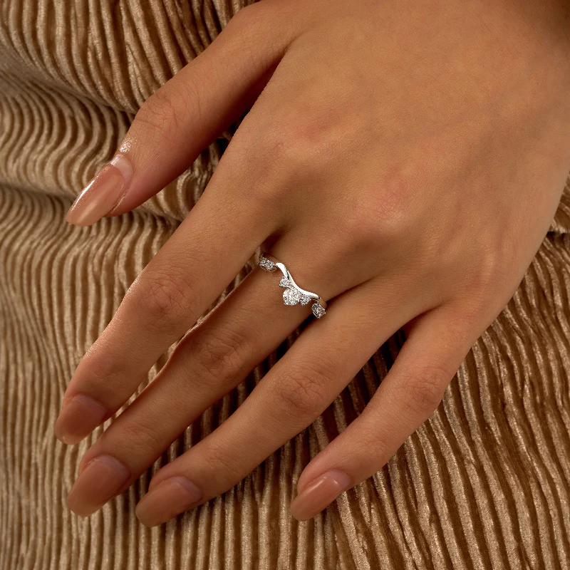 Nature Inspired Curved Moissanite Wedding Band - Image 14