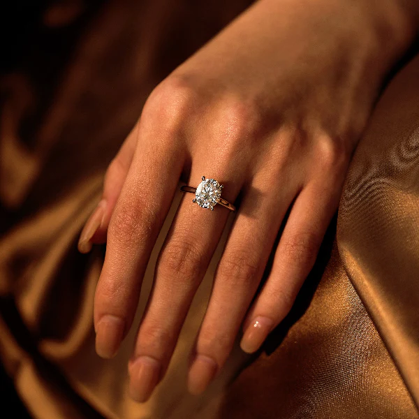 Oval Moissanite Solitaire Ring with Hidden Halo - Image 11