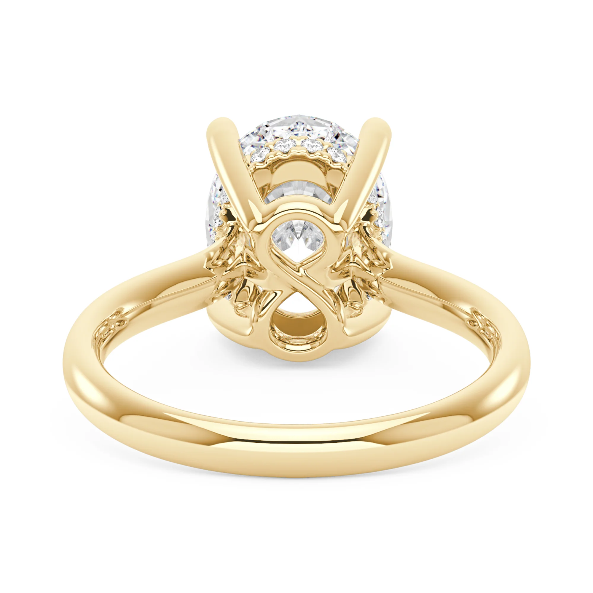 Oval Moissanite Solitaire Ring with Hidden Halo - Image 3
