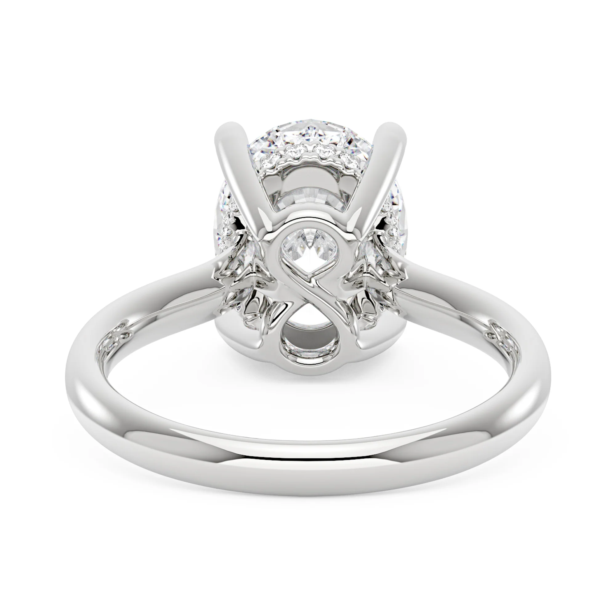 Oval Moissanite Solitaire Ring with Hidden Halo - Image 6