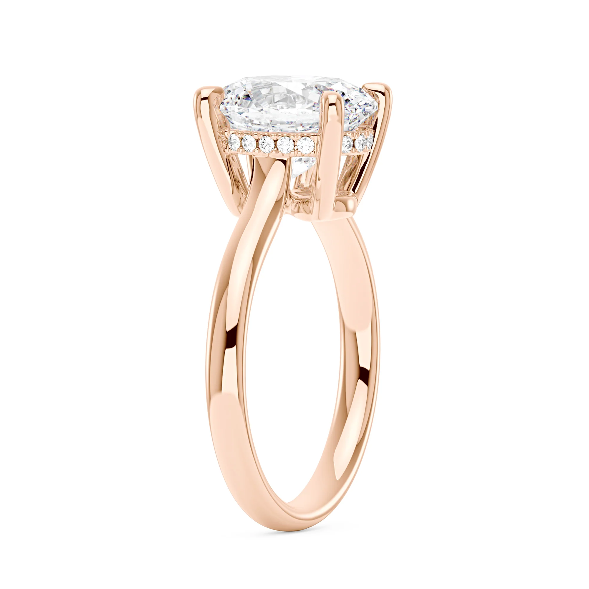 Oval Moissanite Solitaire Ring with Hidden Halo - Image 8