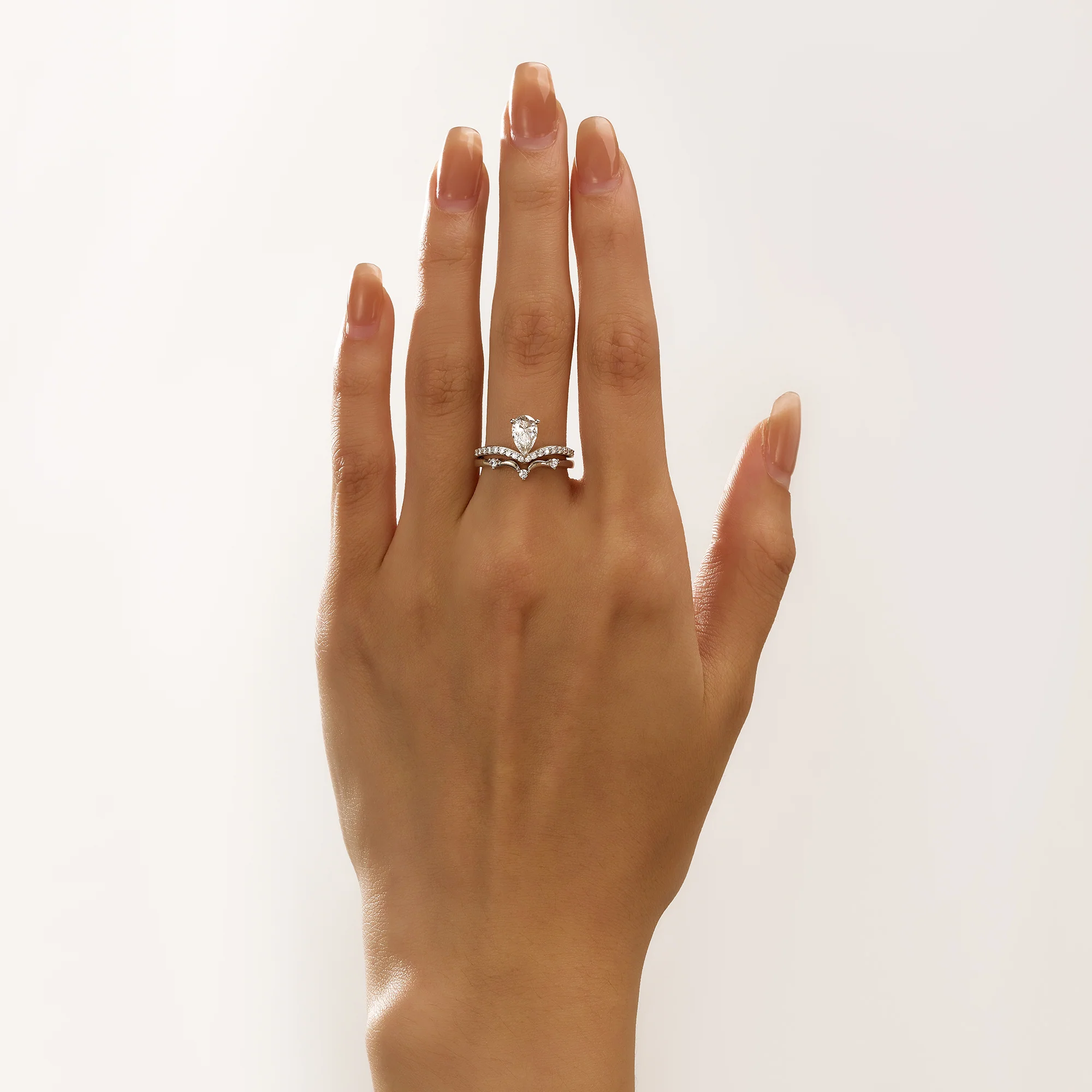 Elegant Pear Cut Moissanite Engagement Ring Set - Image 11