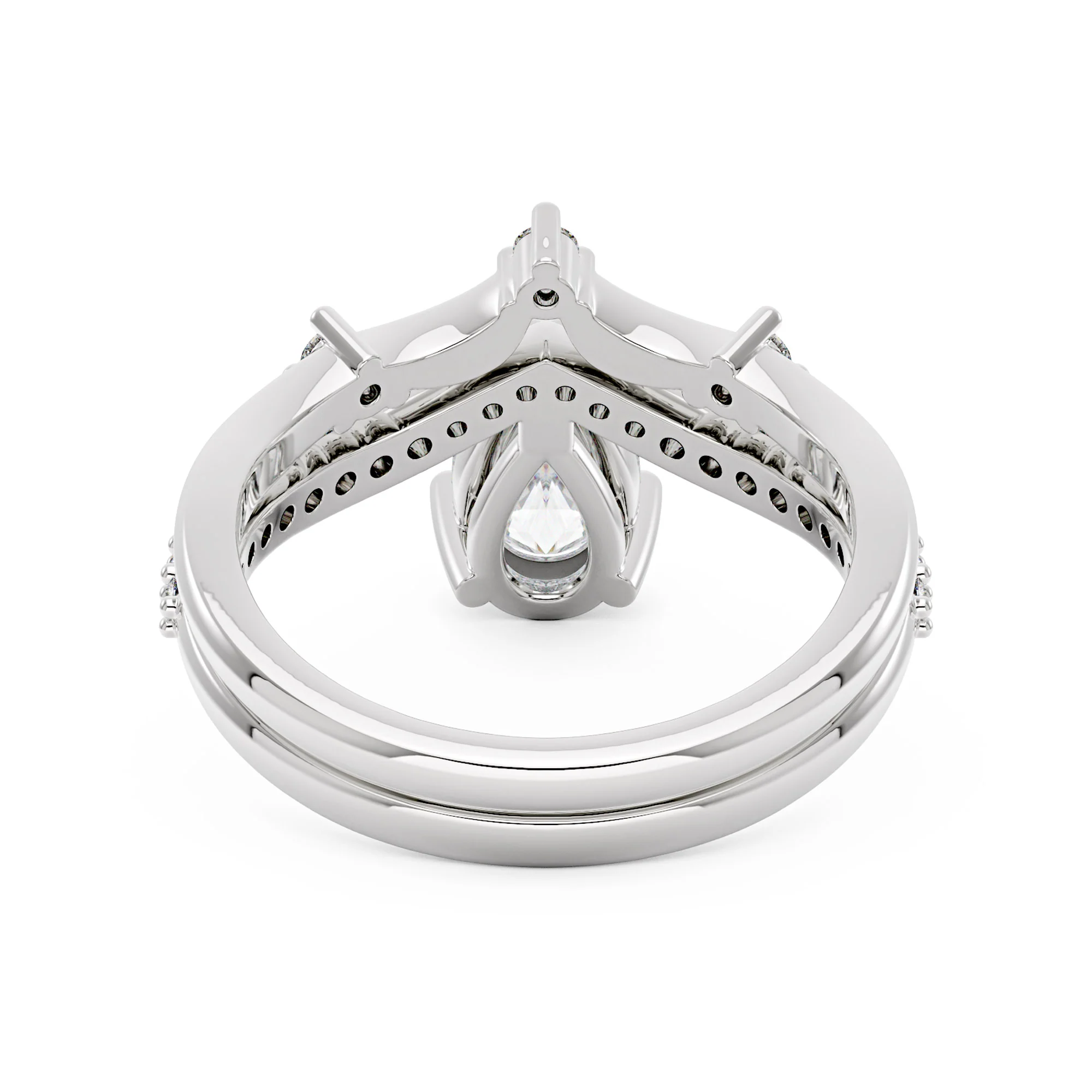 Elegant Pear Cut Moissanite Engagement Ring Set - Image 3