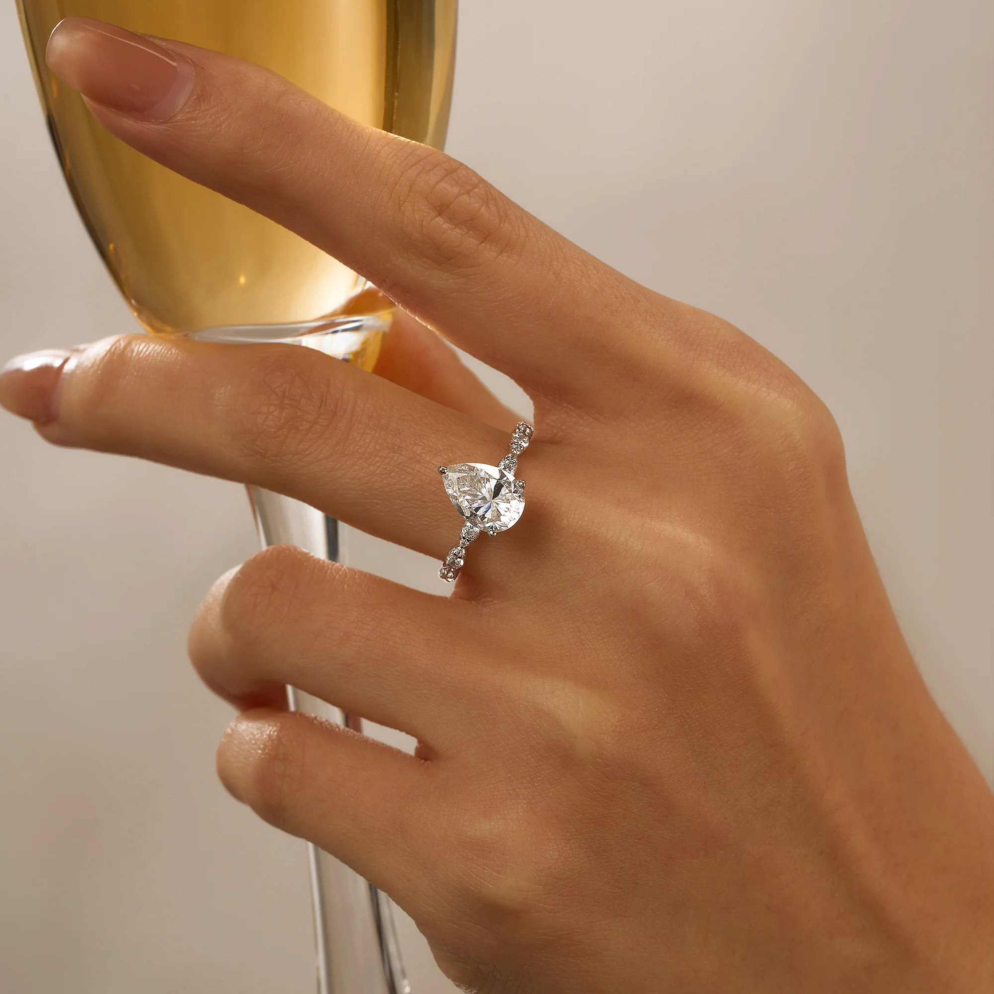 Elegant Pear Shape Moissanite Engagement Ring - Image 11
