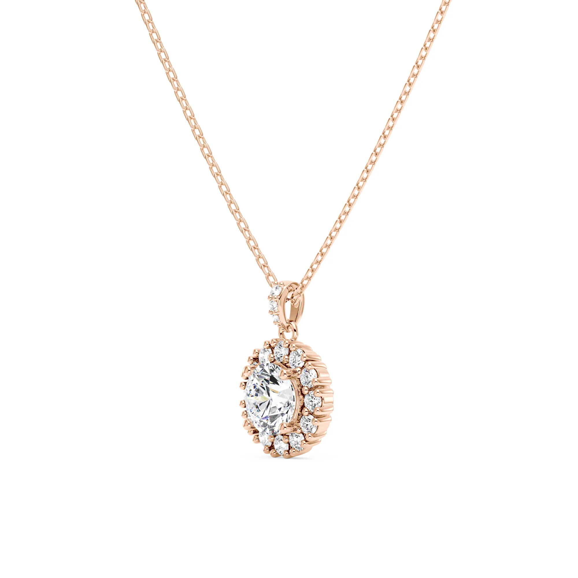 Elegant Round Moissanite Halo Pendant Necklace - Image 8