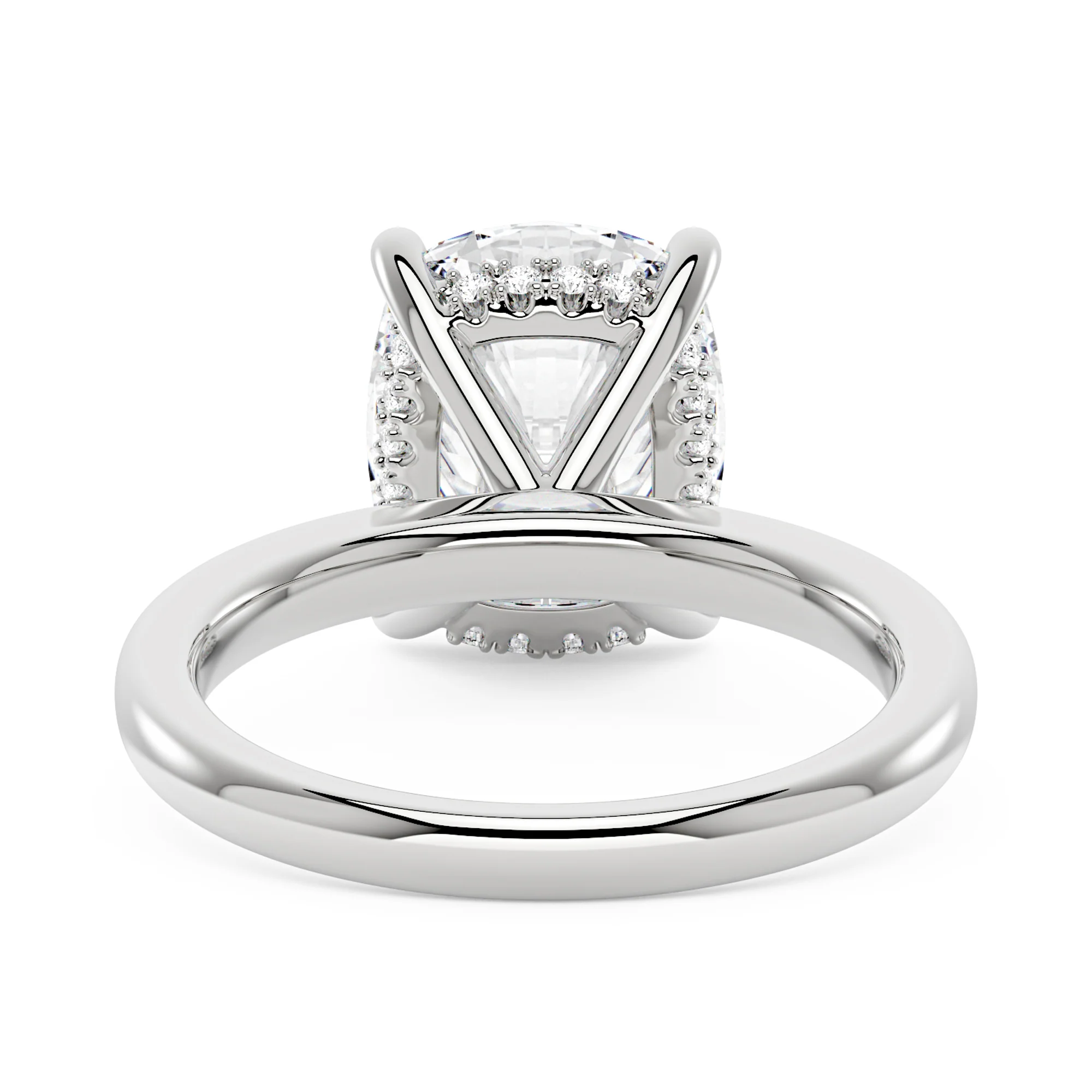 Elongated Cushion Cut Engagement Ring with Hidden Halo - Image 6