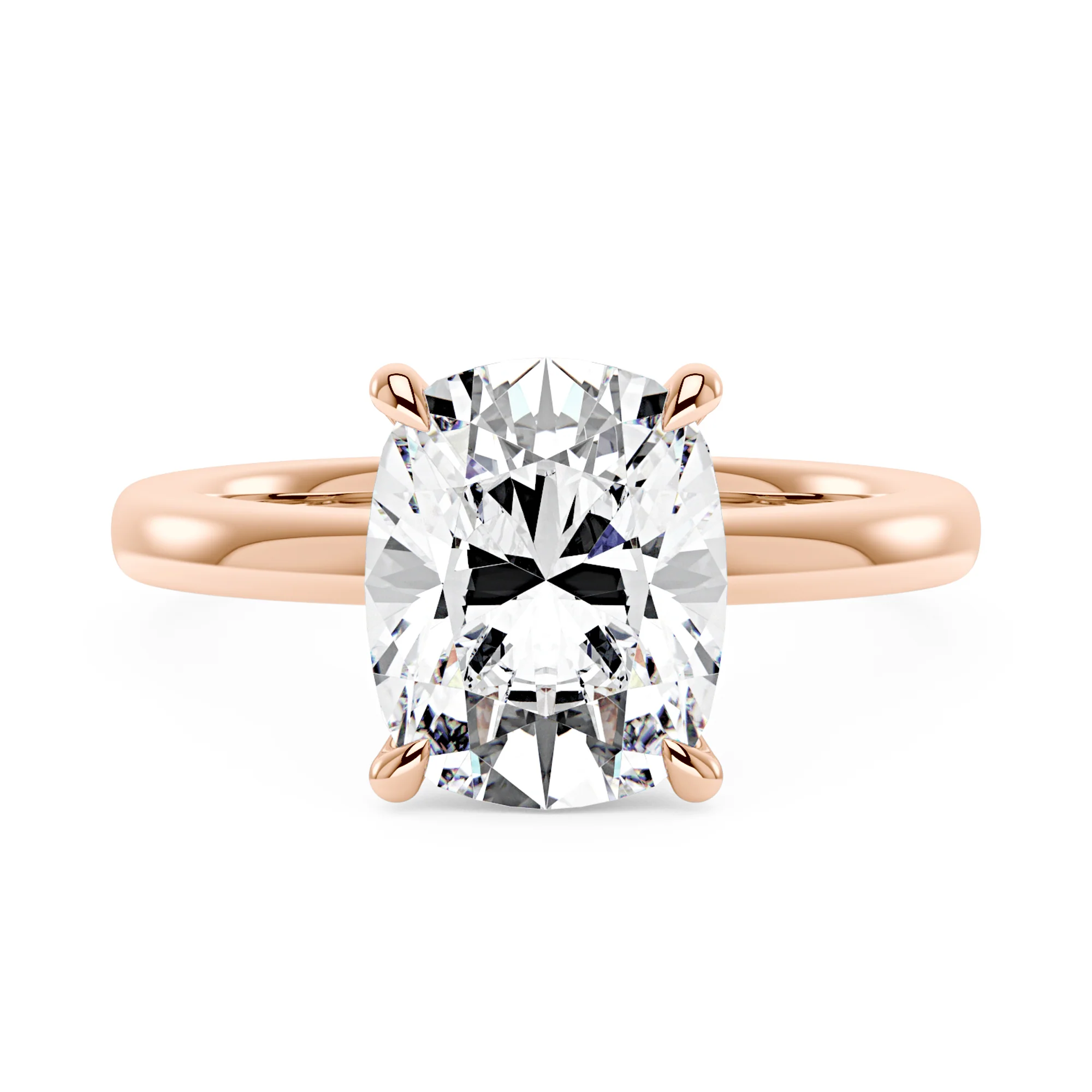 Elongated Cushion Cut Engagement Ring with Hidden Halo - Image 7