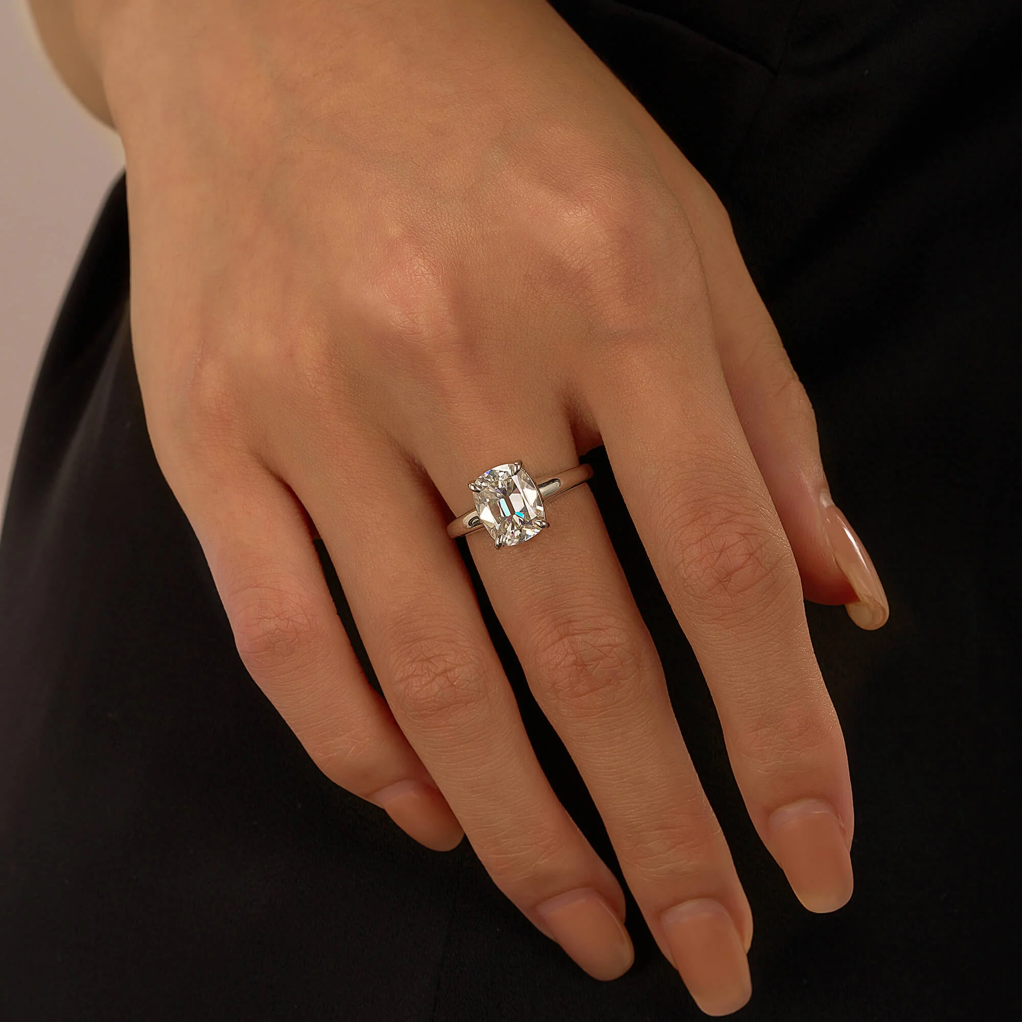 Elongated Cushion Cut Moissanite Solitaire Engagement Ring - Image 11