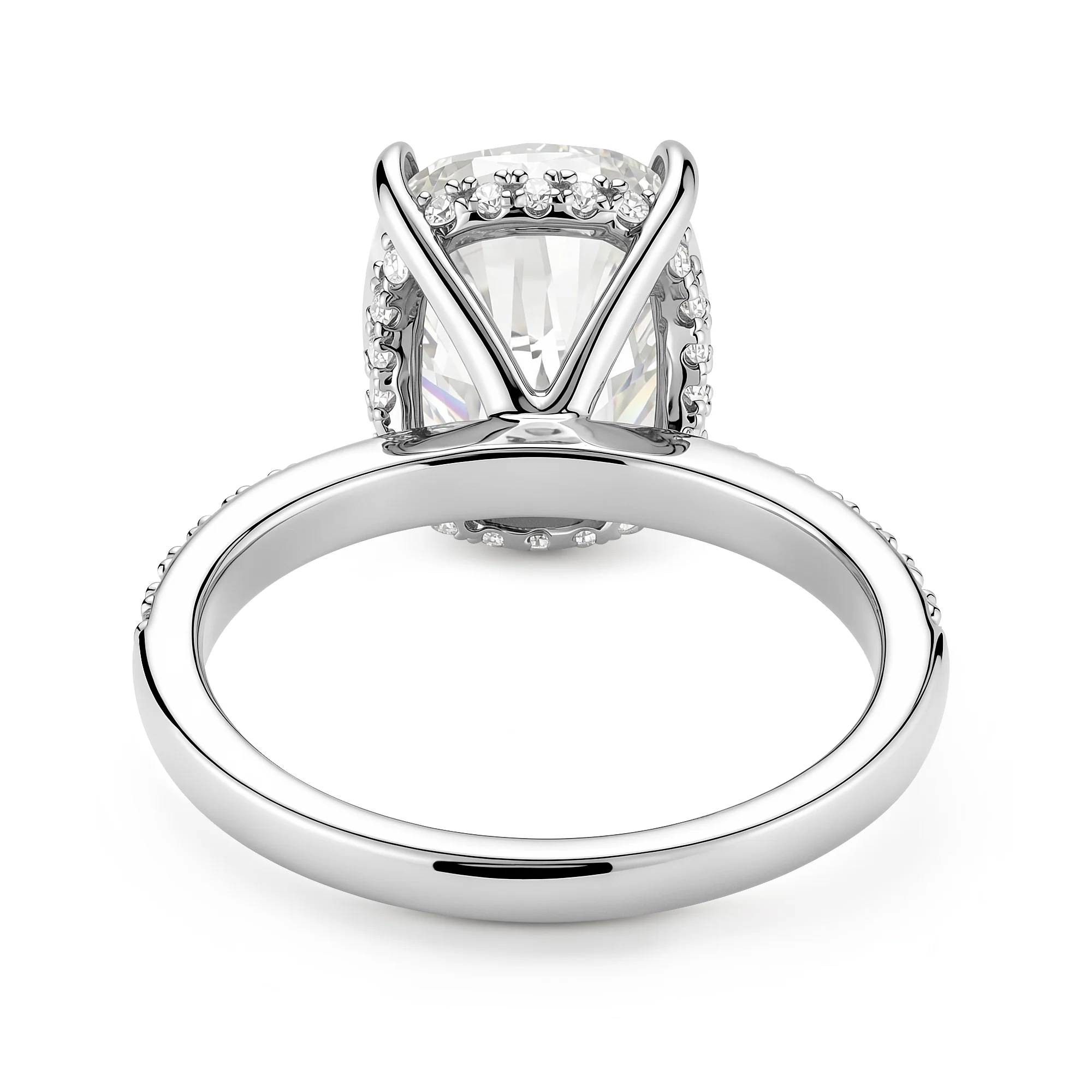 Elongated Cushion Moissanite Ring with Pavé Band - Image 3