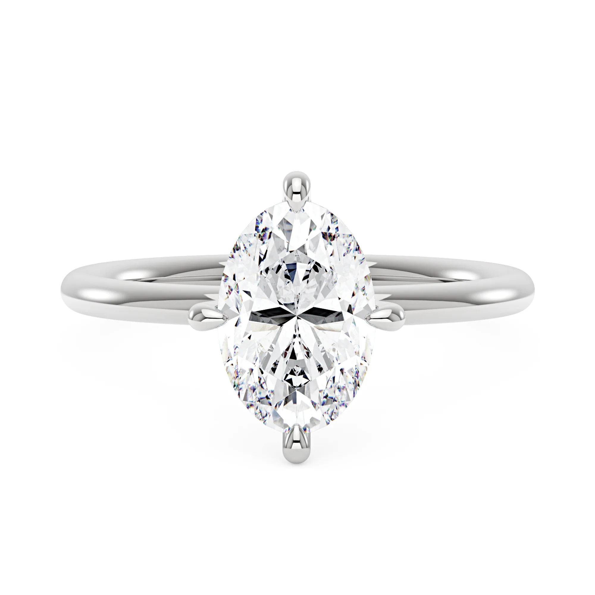 Elongated Oval Cut Moissanite Engagement Ring and Pavé Wedding Band Set - Image 5