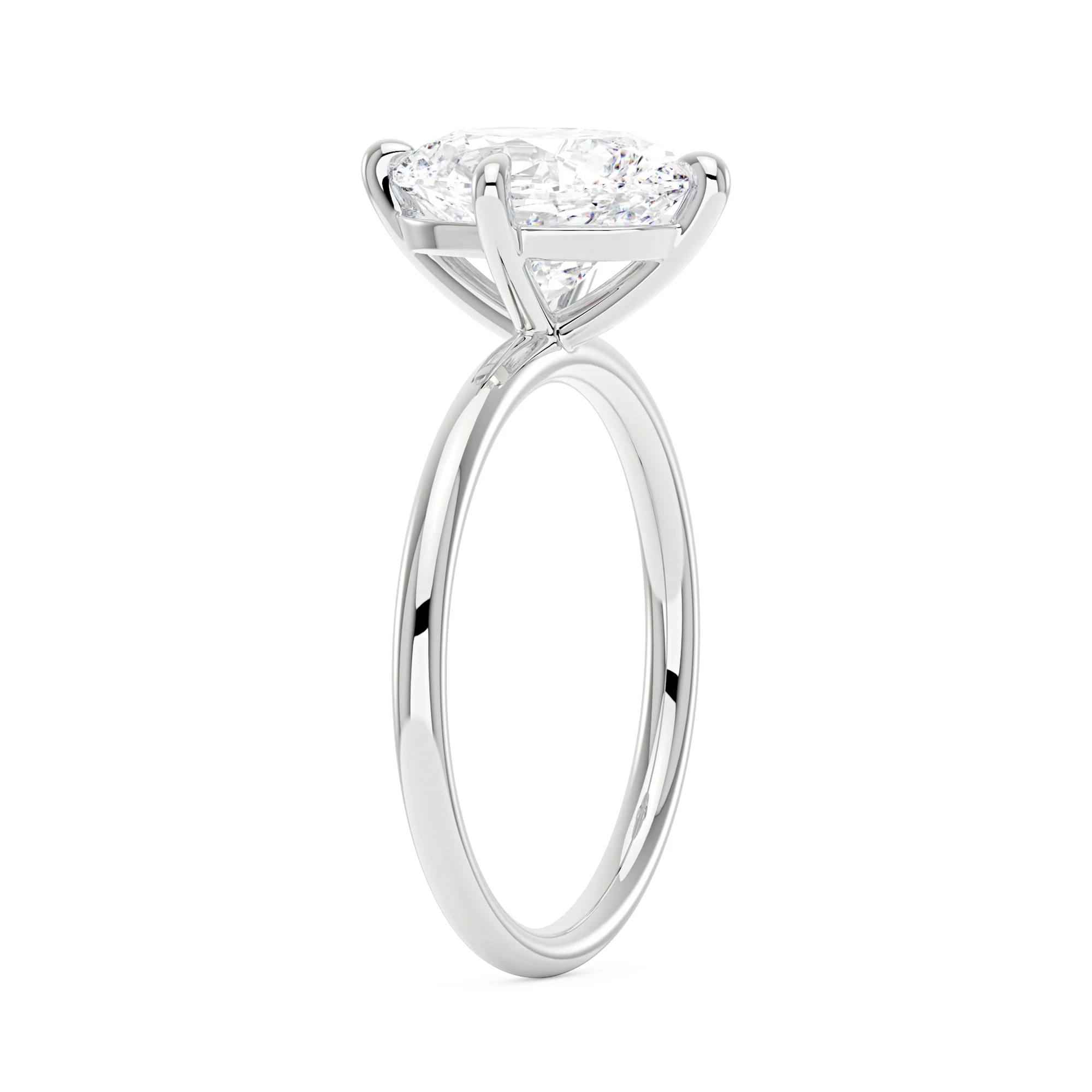 Elongated Oval Cut Moissanite Engagement Ring and Pavé Wedding Band Set - Image 6