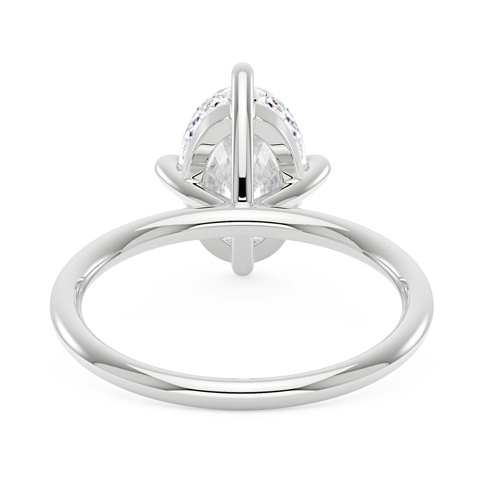 Elongated Oval Cut Moissanite Engagement Ring and Pavé Wedding Band Set - Image 7