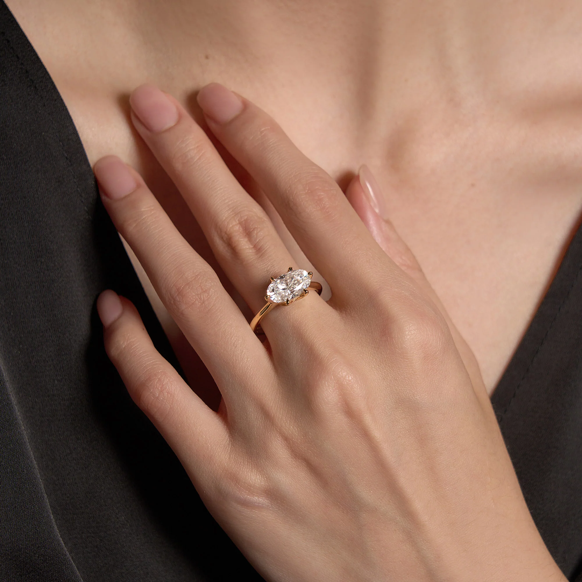 Oval Moissanite East West Engagement Ring - Image 12