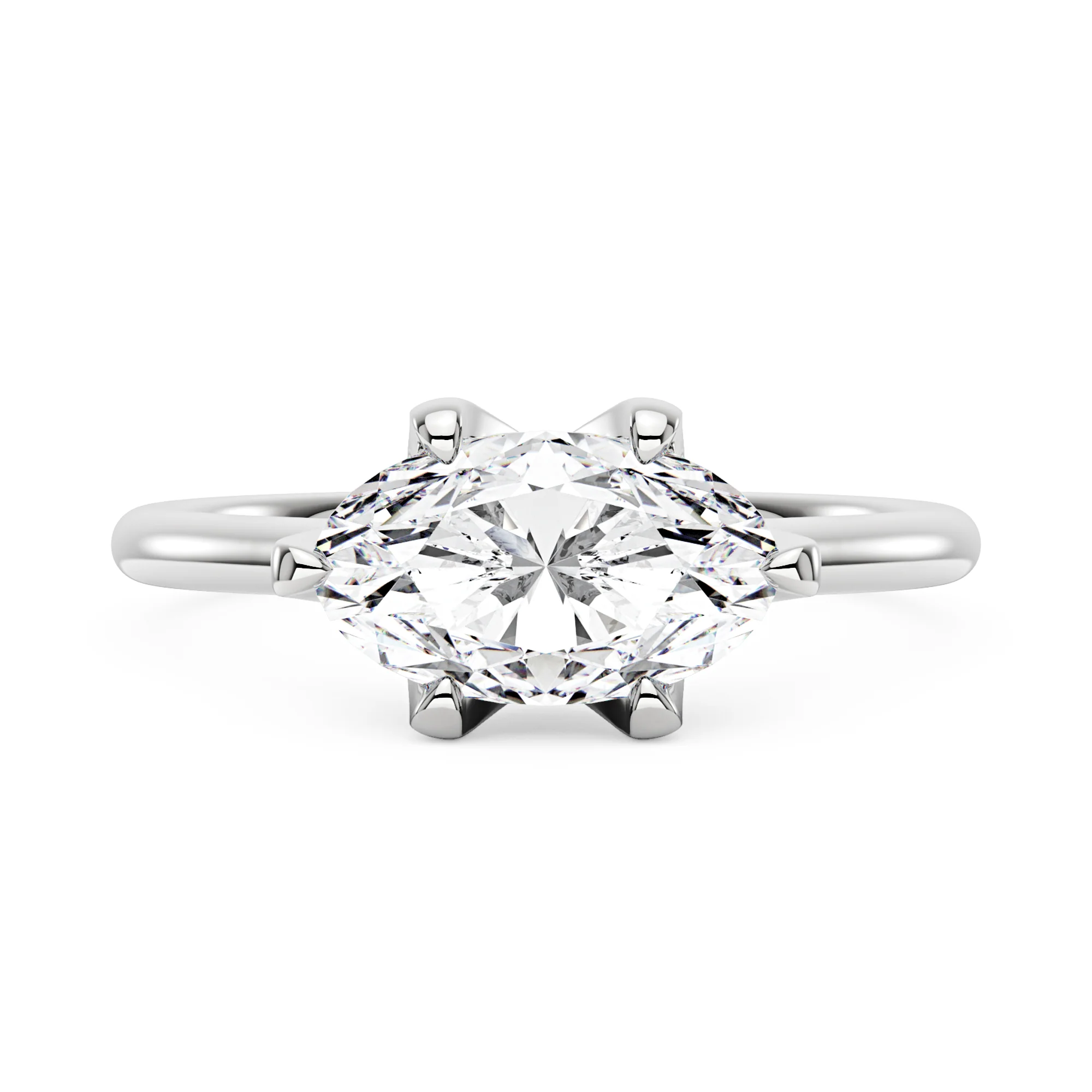 Oval Moissanite East West Engagement Ring - Image 4