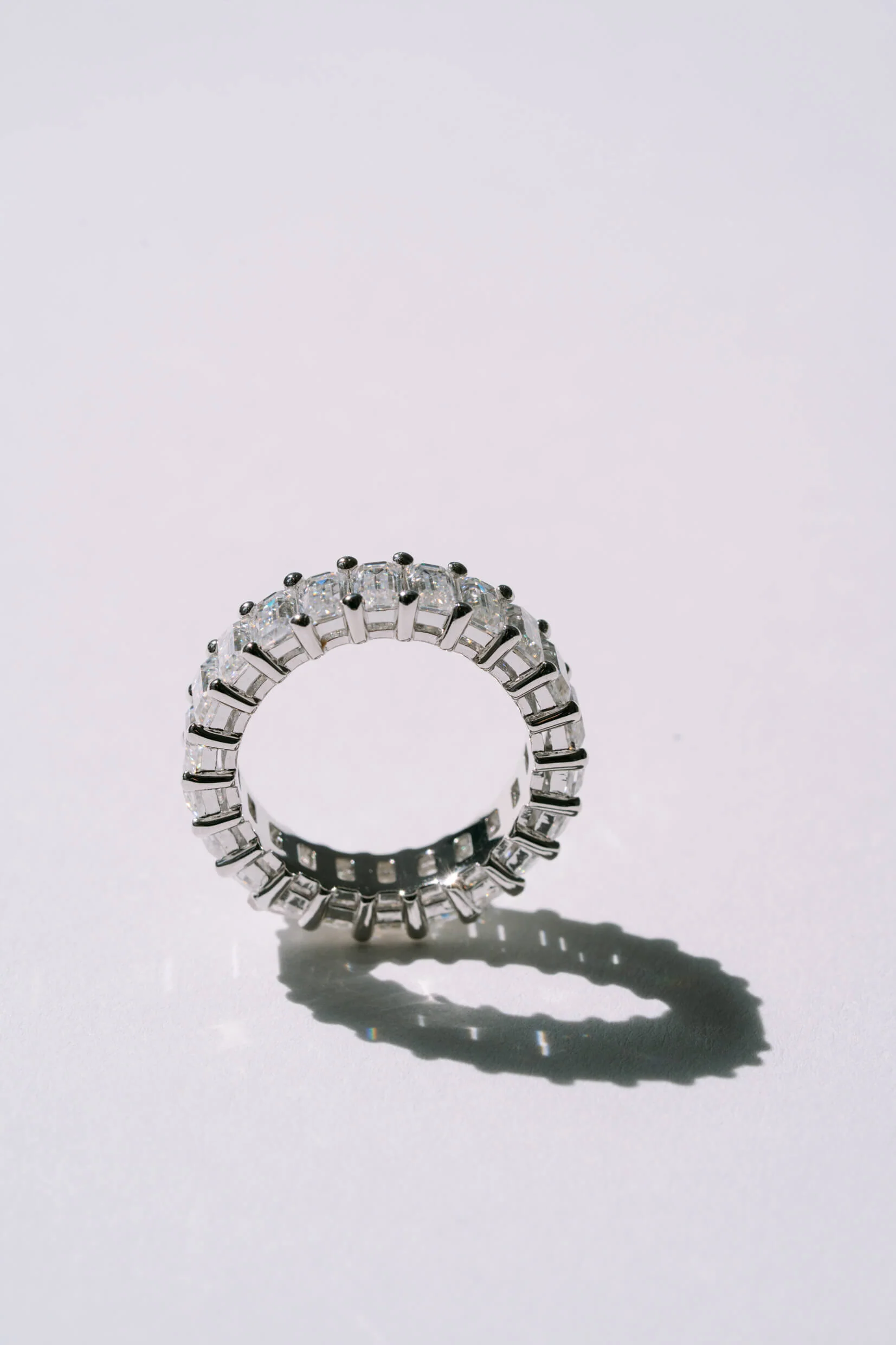 Emerald Cut Full Eternity Moissanite Wedding Band - Image 10
