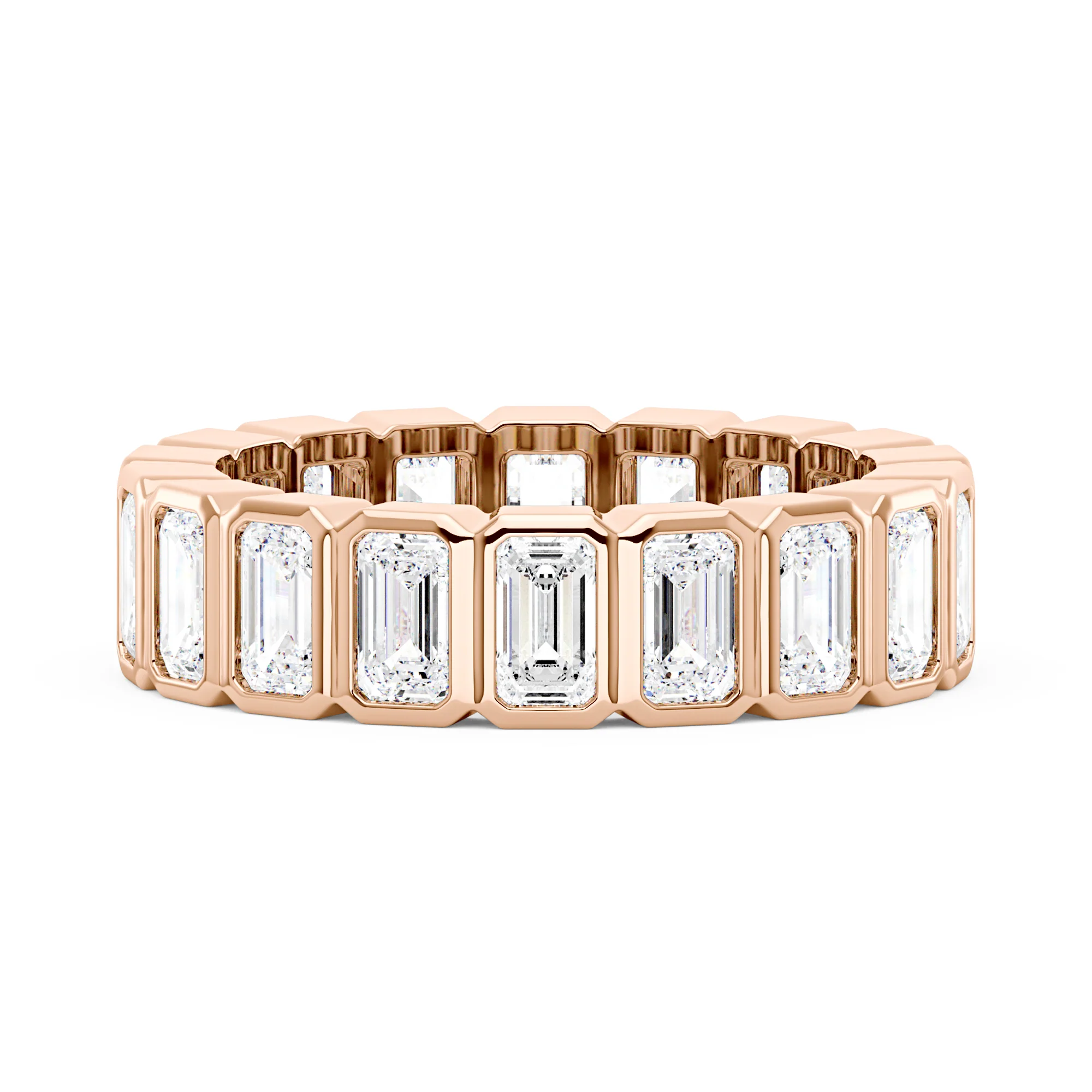 Art Deco Emerald Cut Moissanite Bezel Eternity Band - Image 7