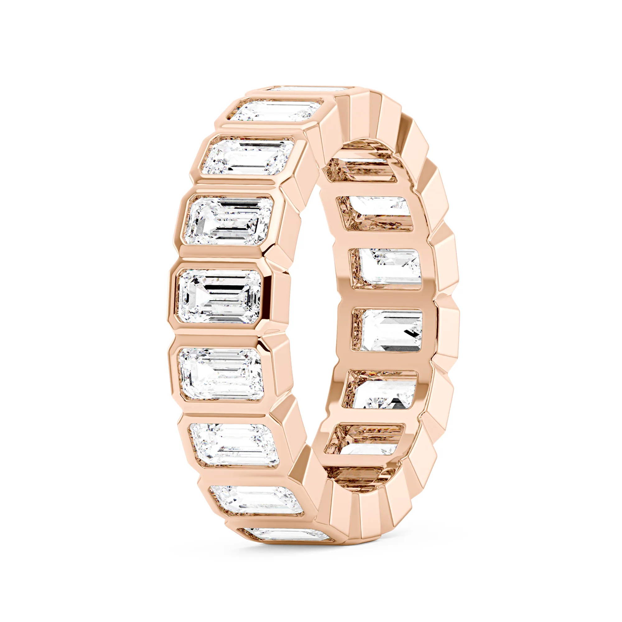 Art Deco Emerald Cut Moissanite Bezel Eternity Band - Image 8