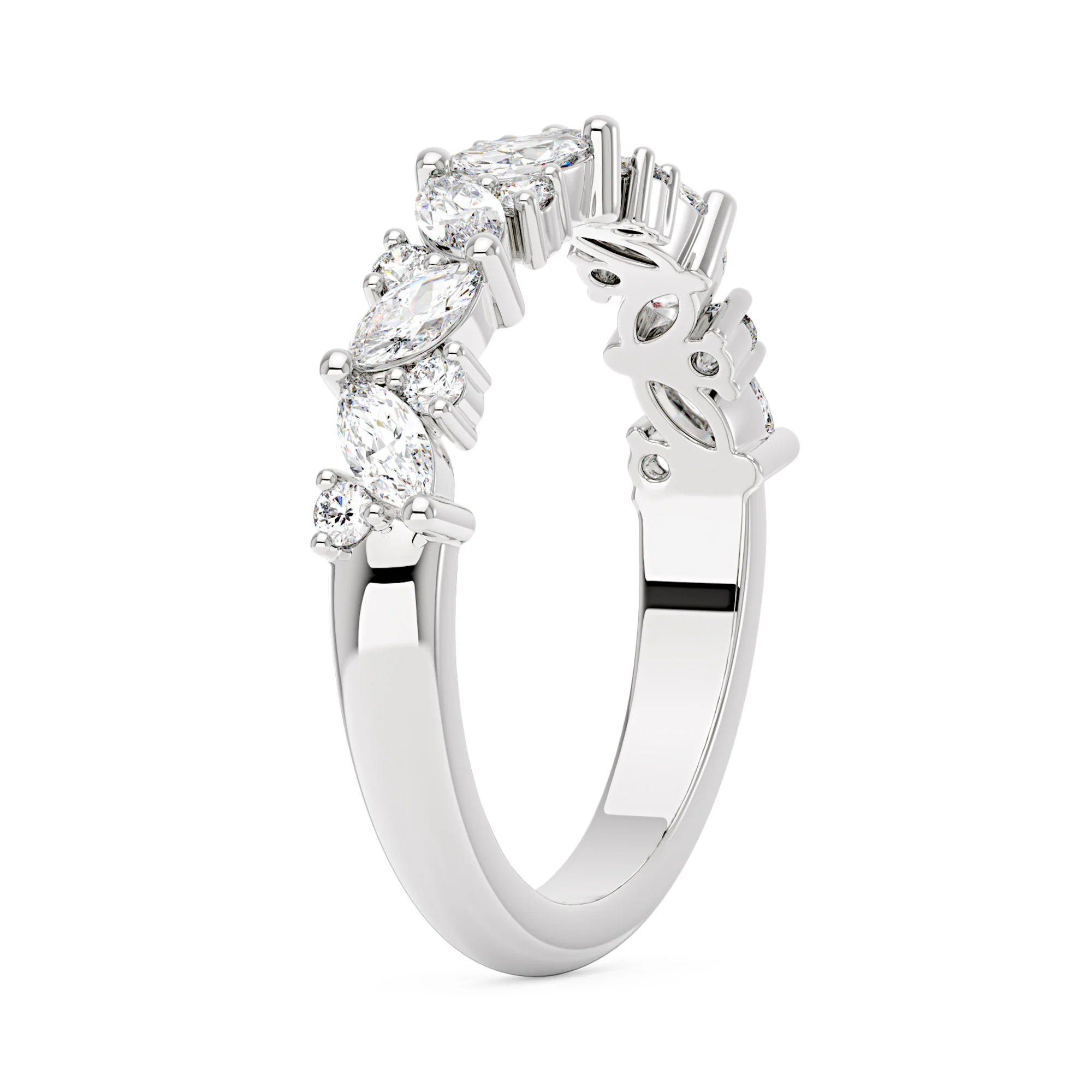 Emerald Cut Moissanite Engagement Ring and Half Eternity Band Set - Image 9