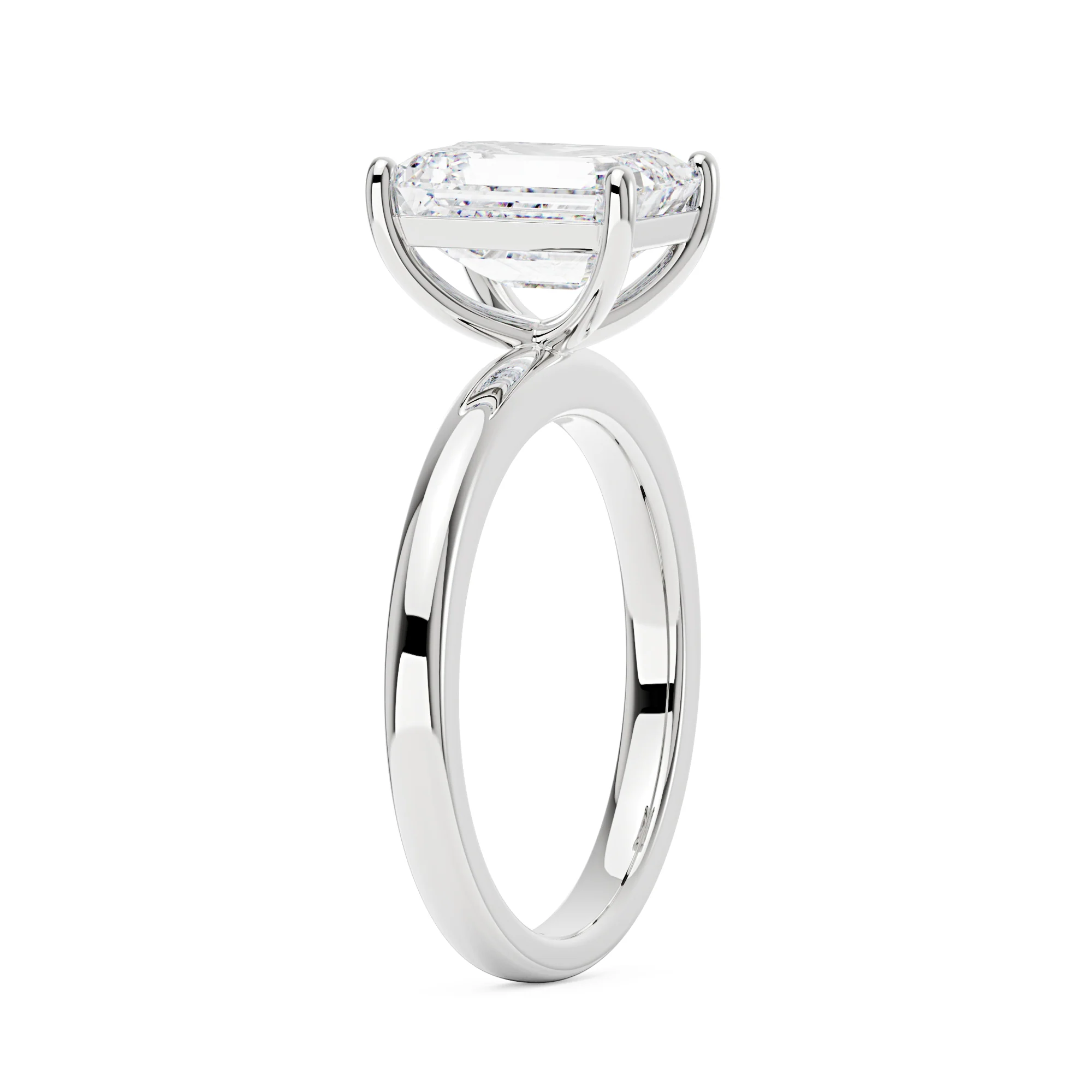 Emerald Cut Moissanite Half Eternity Band Bridal Set - Image 6