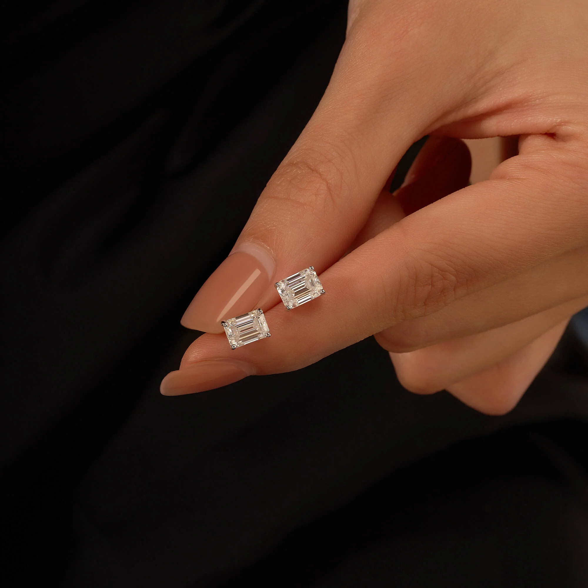 Emerald Cut Moissanite Stud Earrings - Image 11