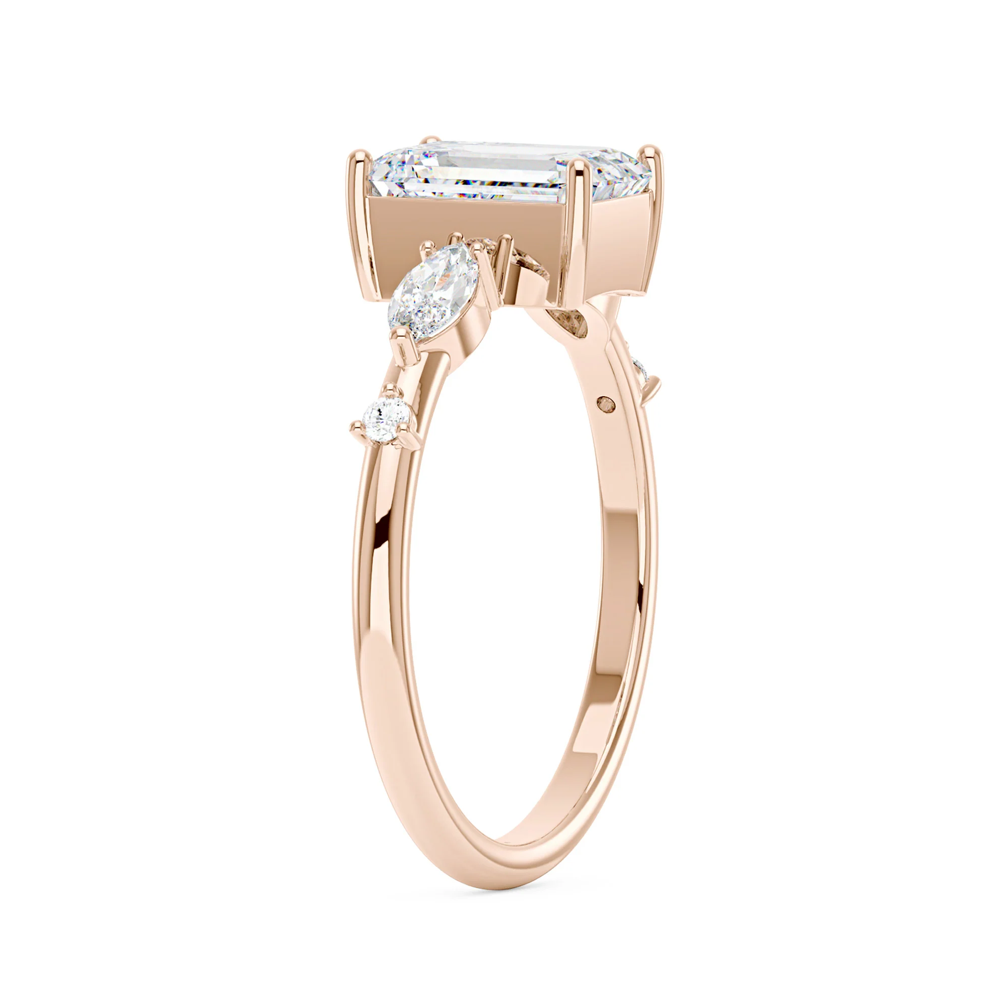 Emerald Cut Moissanite Three-Stone Ring - Image 8