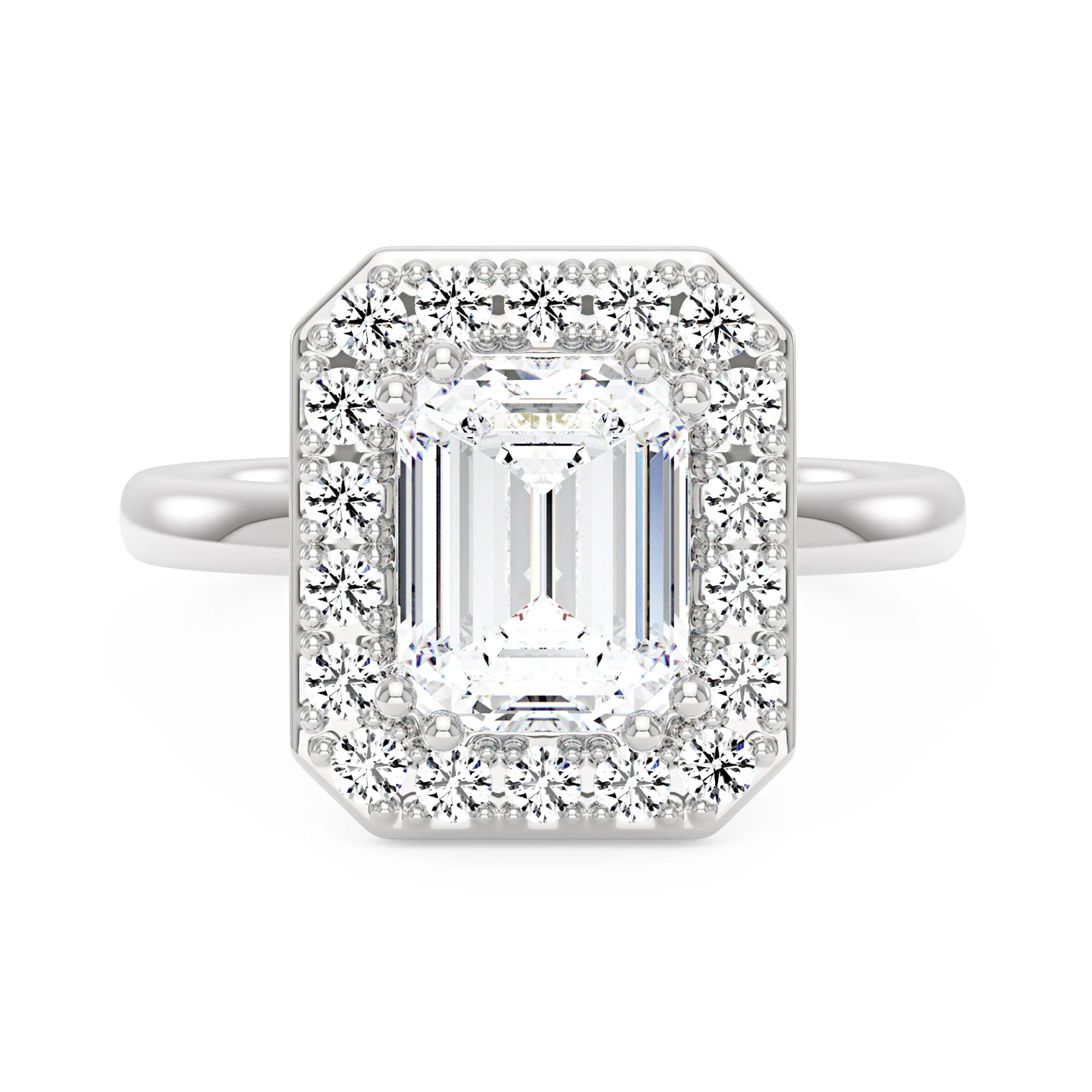 Emerald Moissanite Halo Engagement Ring