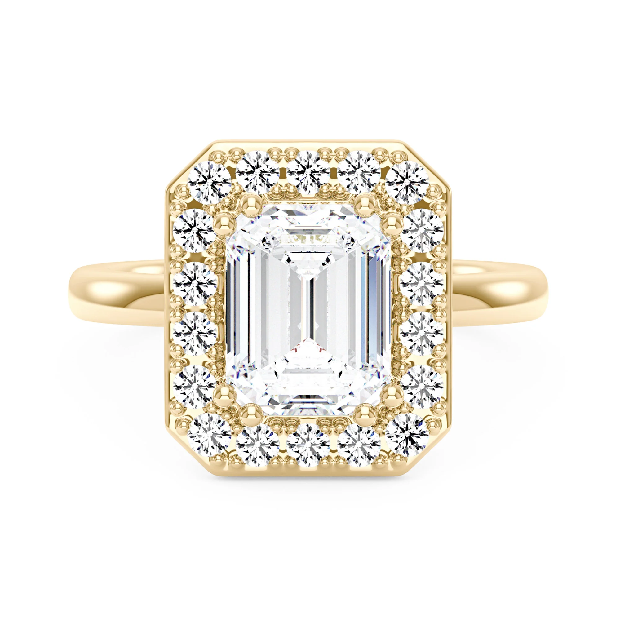 Emerald Moissanite Halo Engagement Ring - Image 4