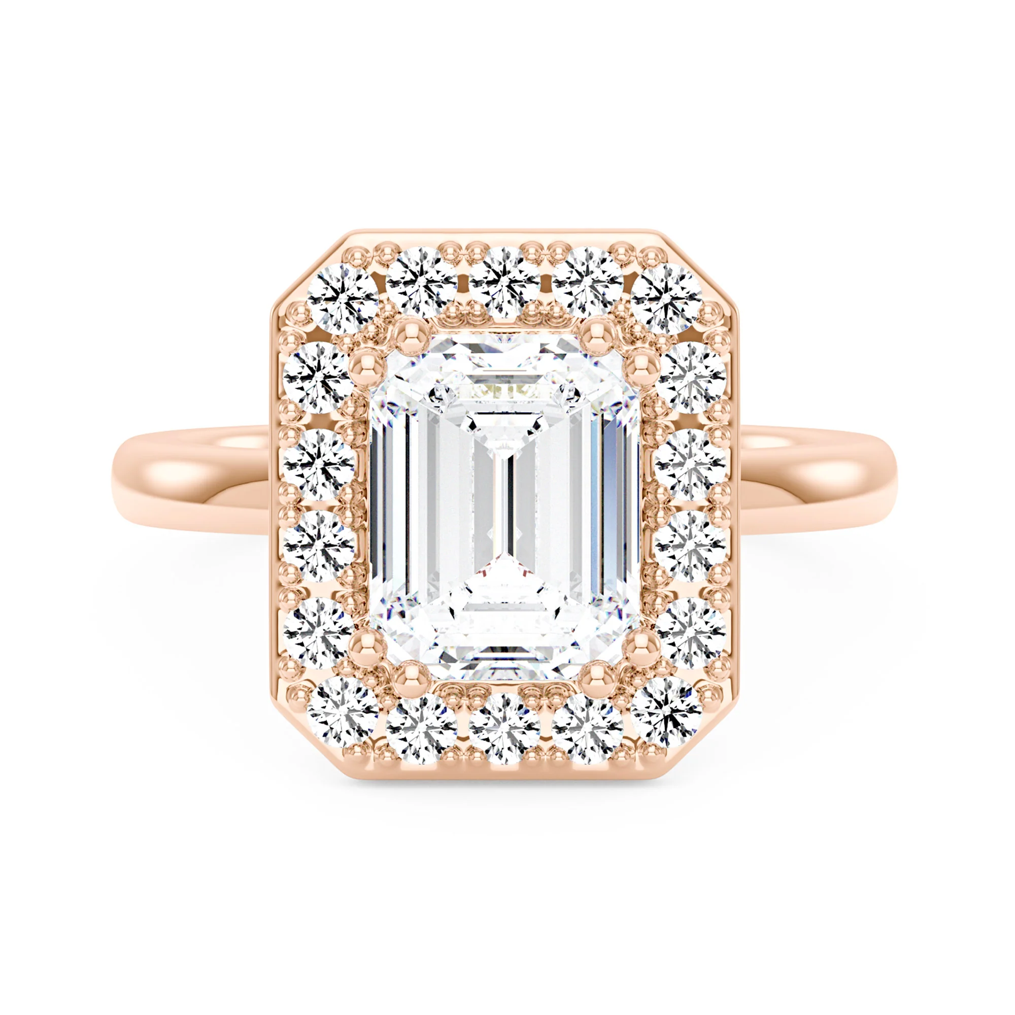 Emerald Moissanite Halo Engagement Ring - Image 7