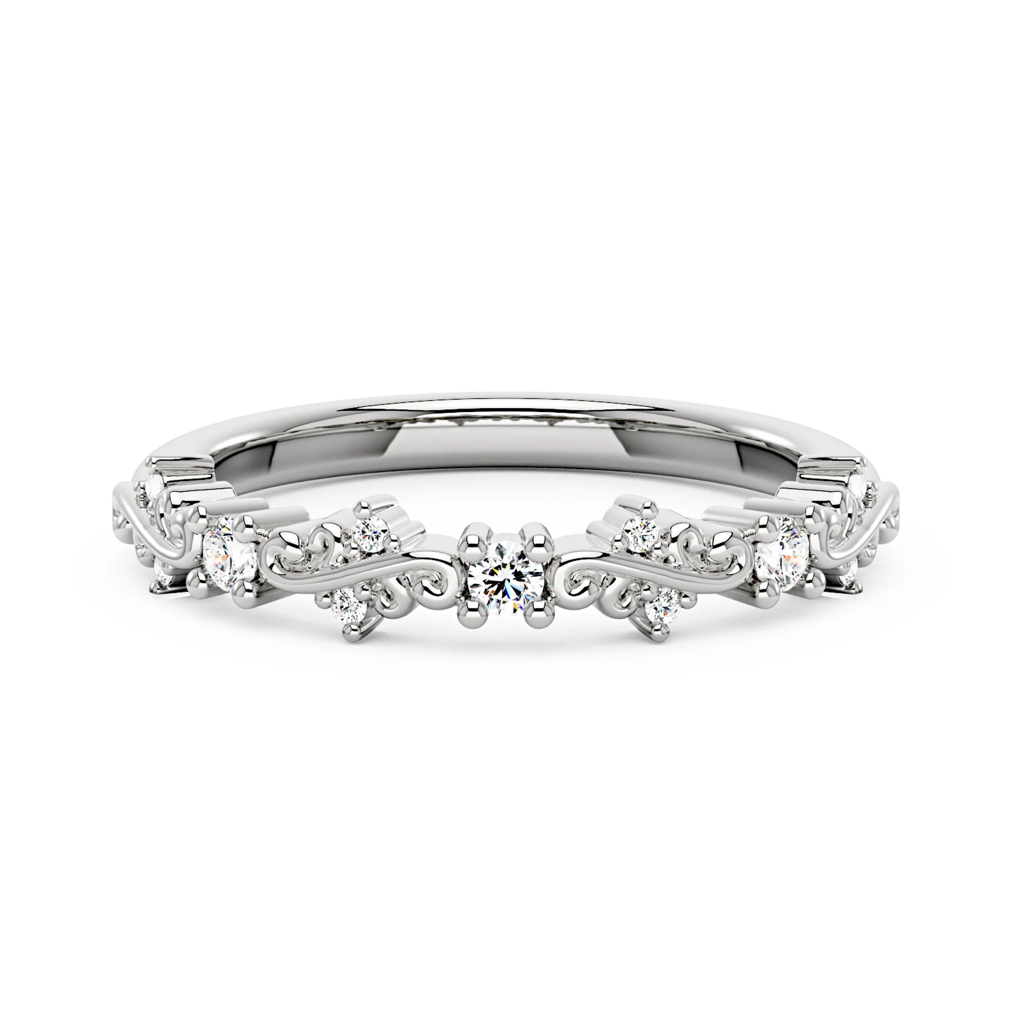 Nature Inspired Vine Moissanite Half Eternity Band - Image 4