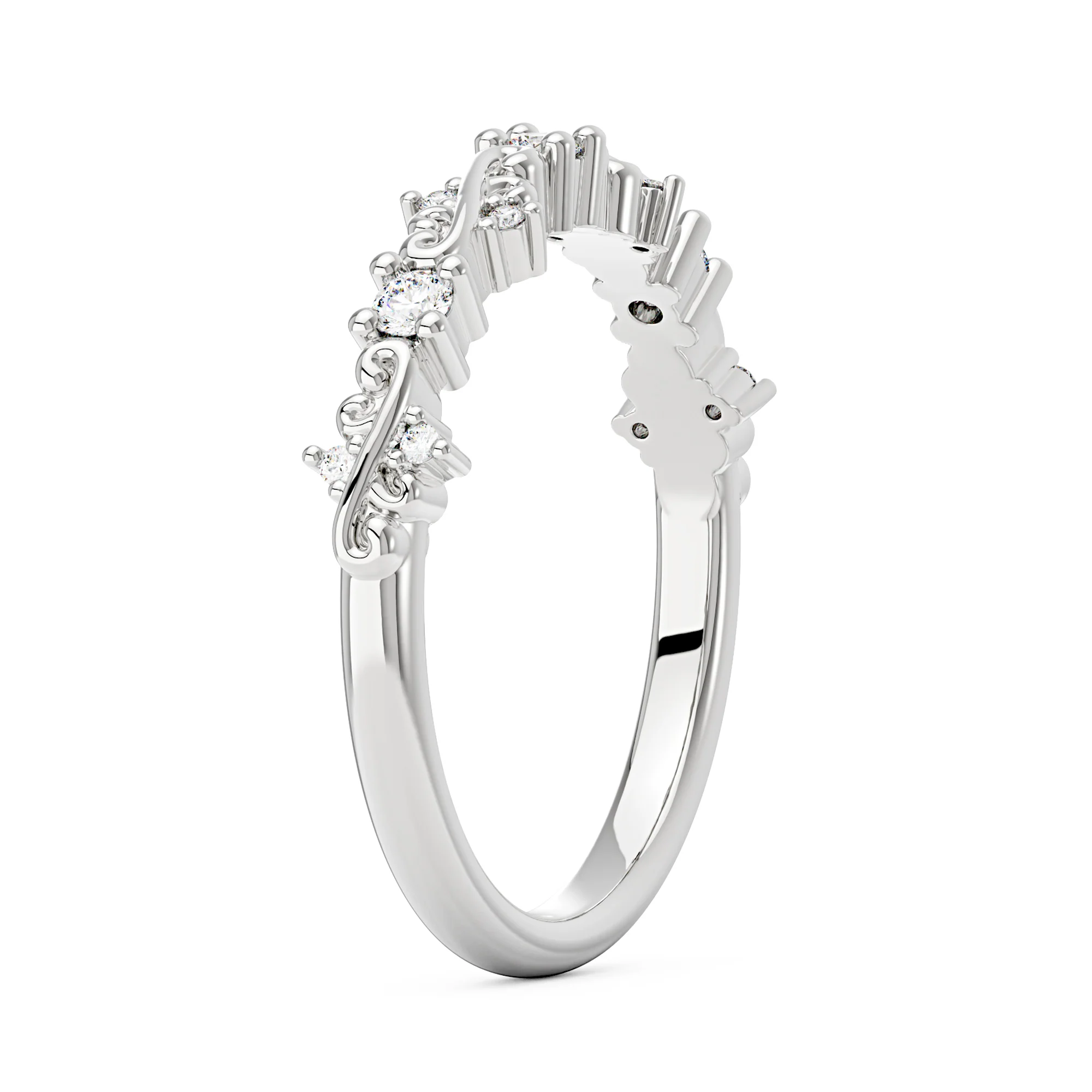 Nature Inspired Vine Moissanite Half Eternity Band - Image 5