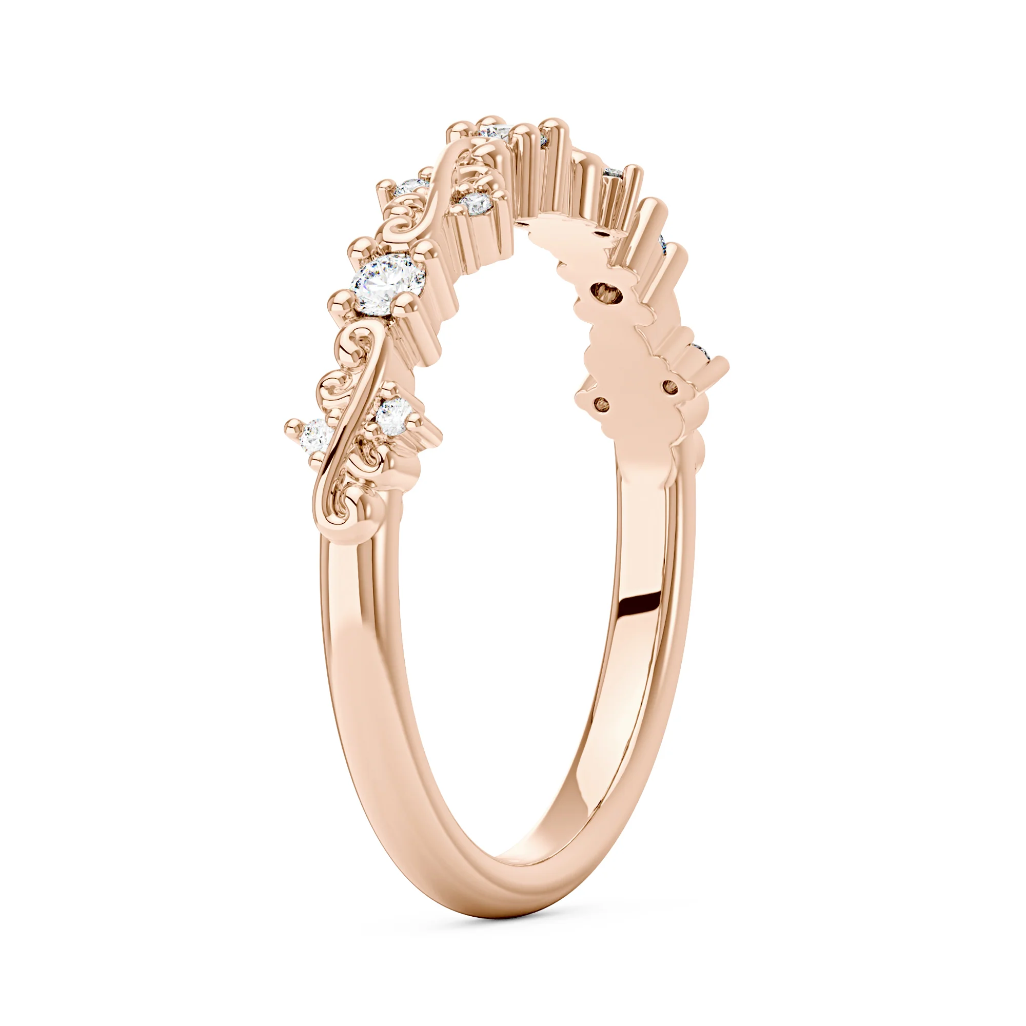 Nature Inspired Vine Moissanite Half Eternity Band - Image 8
