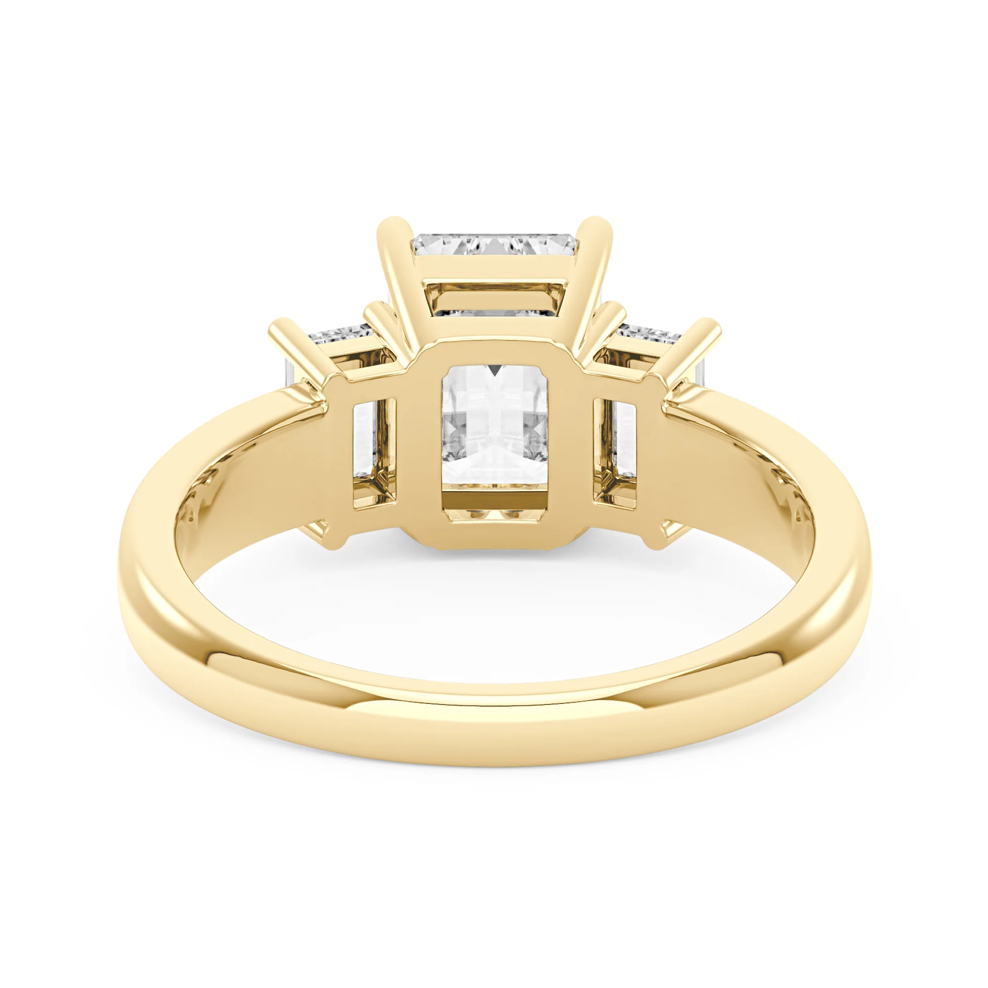 Art Deco Emerald Moissanite Trilogy Ring - Image 6