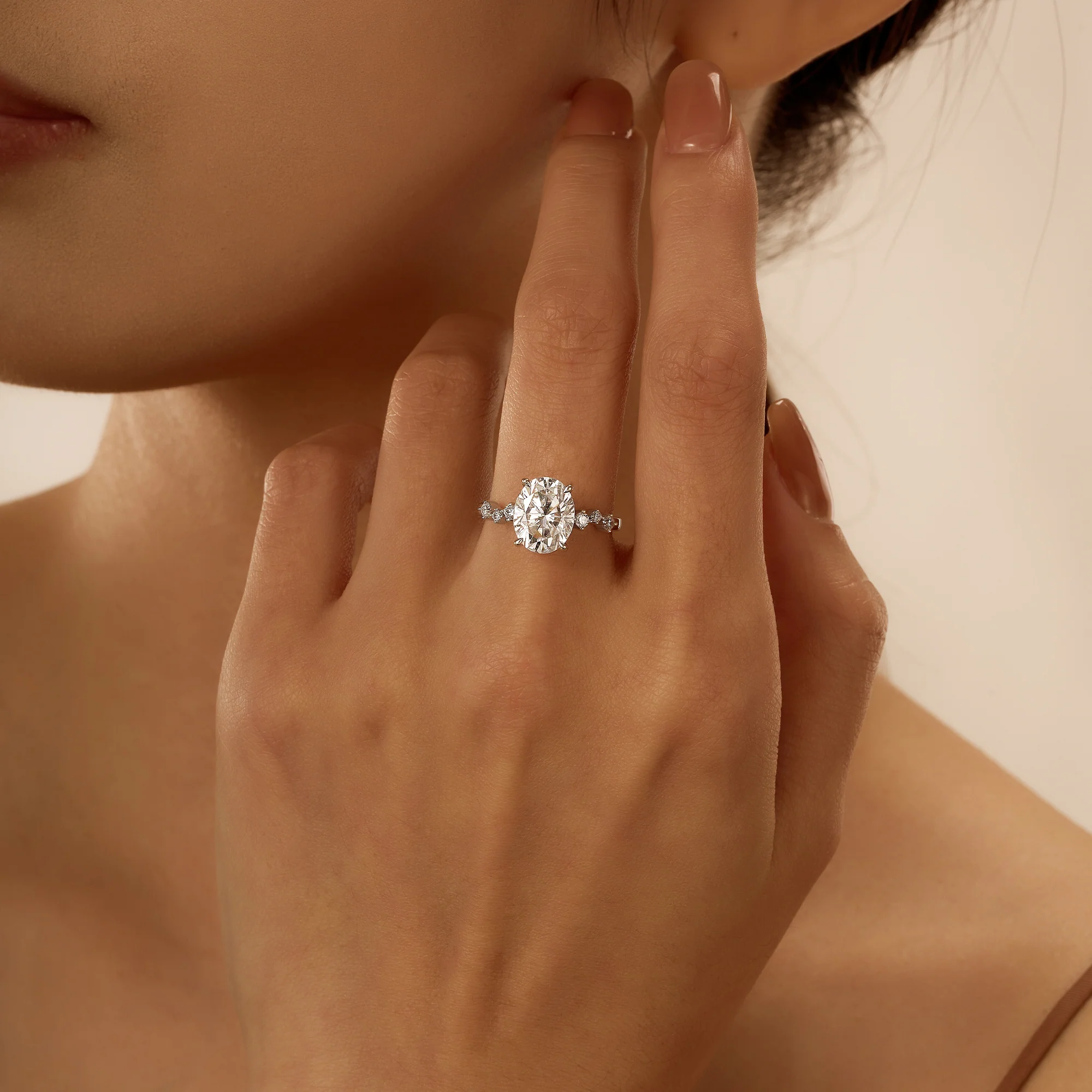 Nature Inspired Oval Cut Moissanite Engagement Ring - Image 12