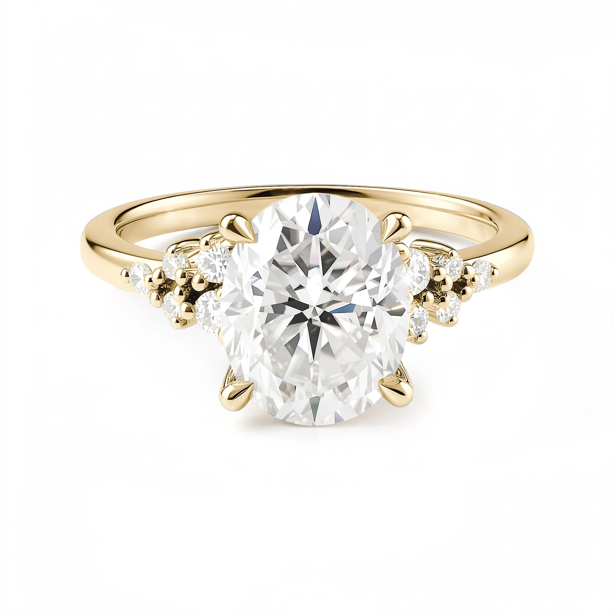 Floral Bloom Oval Cut Moissanite Engagement Ring - Image 5