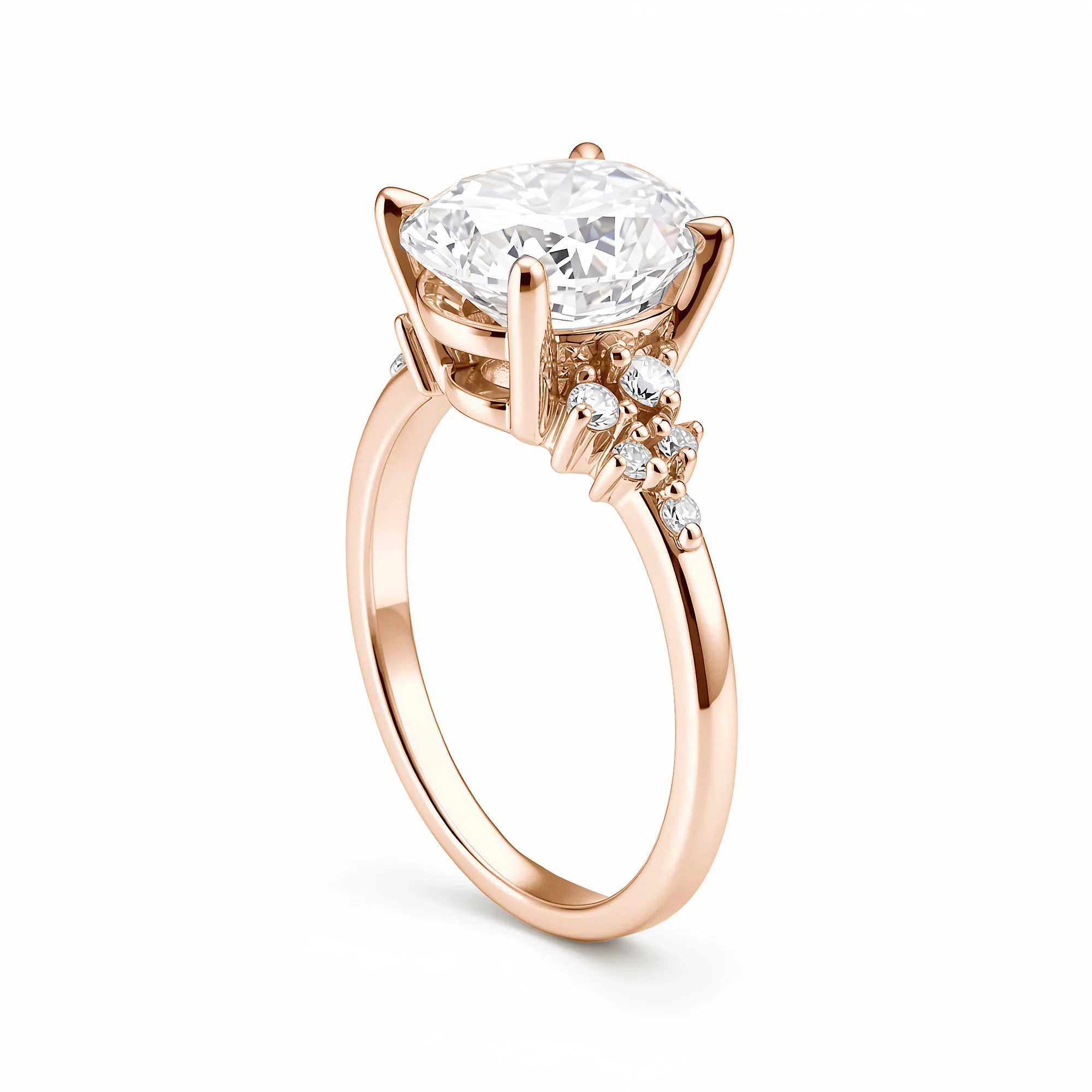Floral Bloom Oval Cut Moissanite Engagement Ring - Image 8