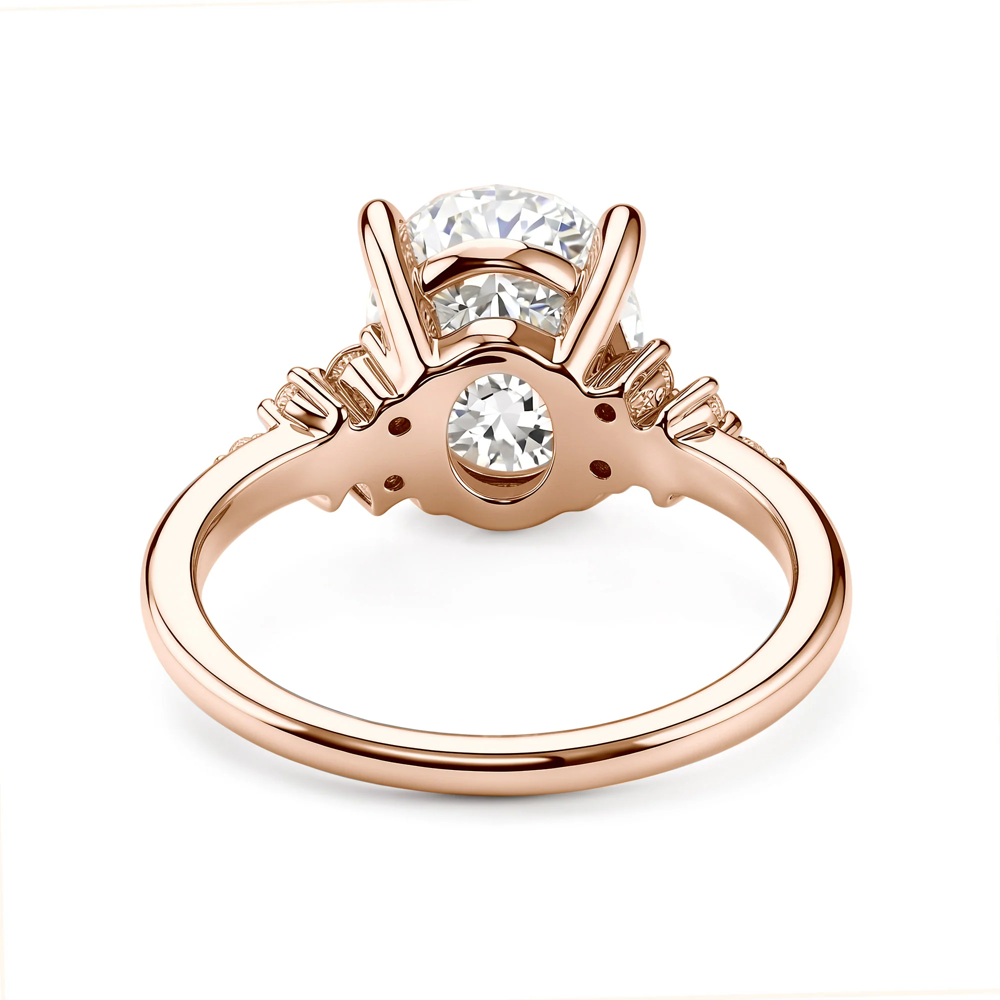 Floral Bloom Oval Cut Moissanite Engagement Ring - Image 9
